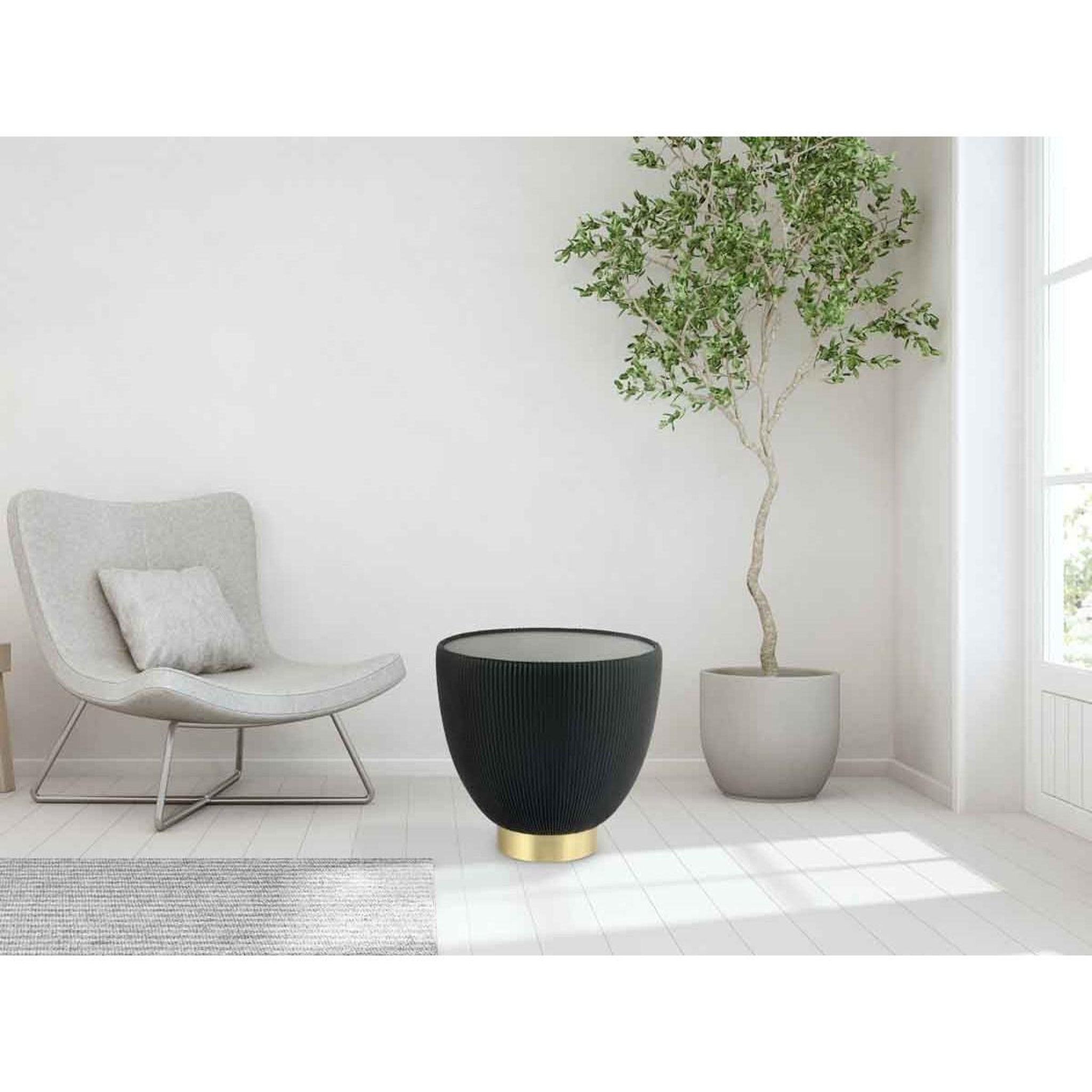 Voir la diapositive 6 : Paris Prix Table d'Appoint Design  Jokai  47cm Noir & Or