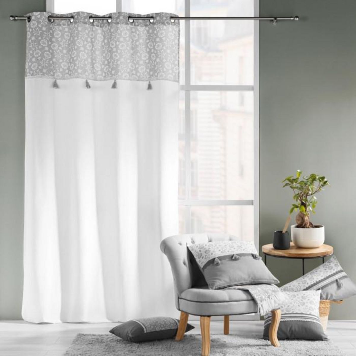 Paris Prix Coussin Déco Imprimé  Flavie  40x60cm Gris