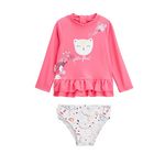 Petit Béguin Maillot de bain bébé 2 pièces t-shirt de protection UV & culotte Ciao Milano. Coloris disponibles : Rose
