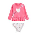 Petit Béguin Maillot de bain bébé 2 pièces t-shirt de protection UV & culotte Ciao Milano. Coloris disponibles : Rose