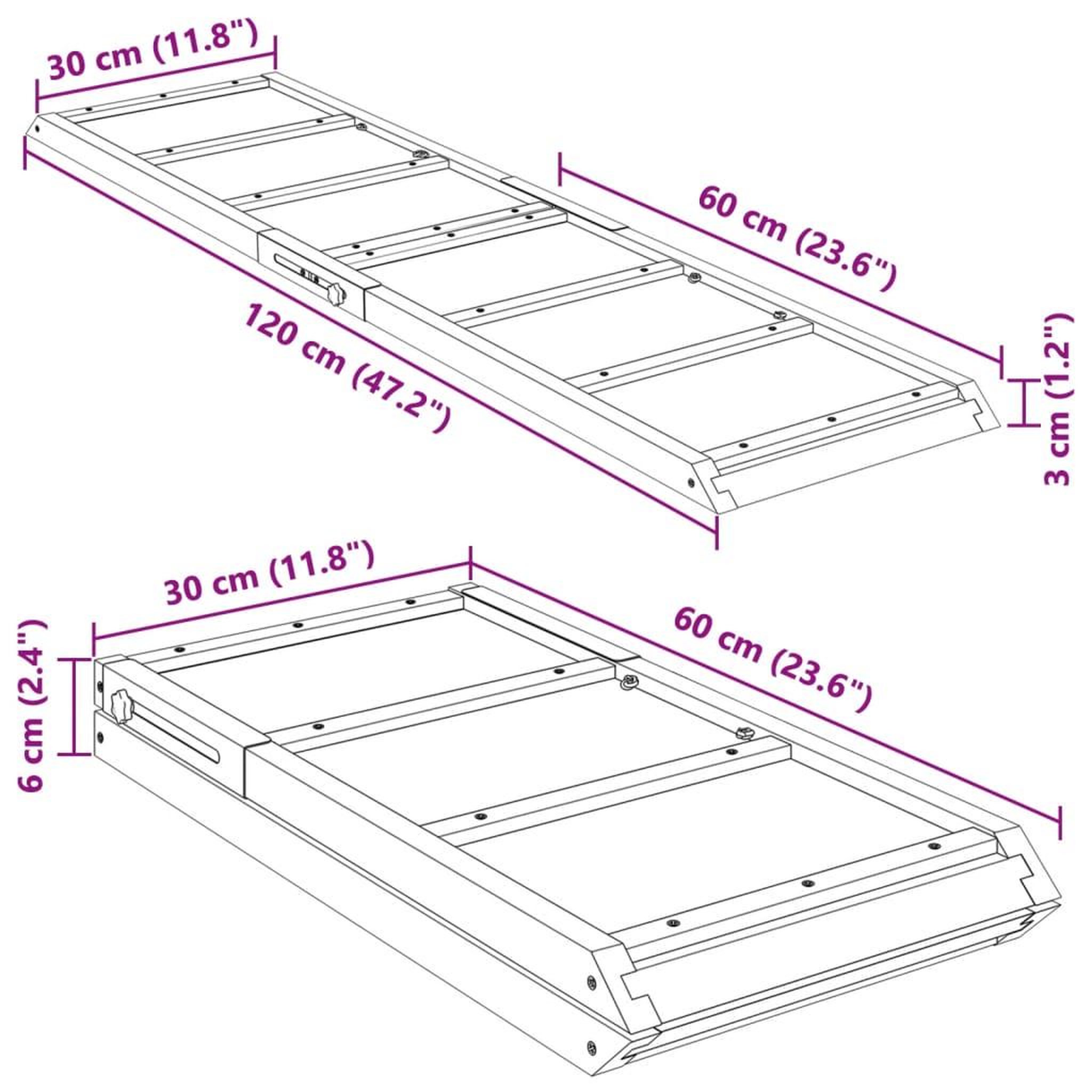 Voir la diapositive 6 : VIDAXL Rampe pour chiens gris 120x30 cm bois de sapin solide