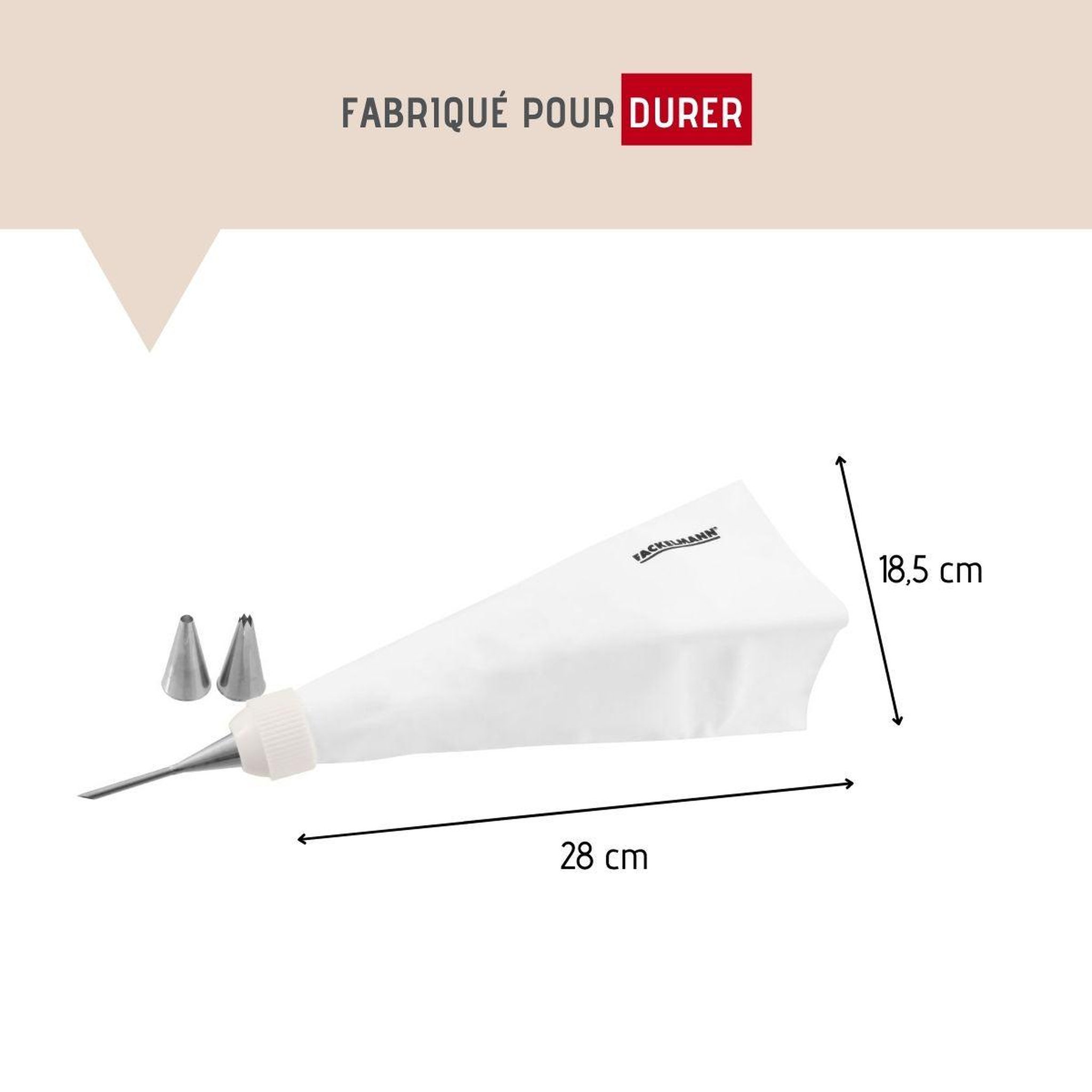 Voir la diapositive 3 : FM PROFESSIONAL Poche à douille professionnelle réemployable et 3 douilles inox 28 cm fm professional pâtisserie