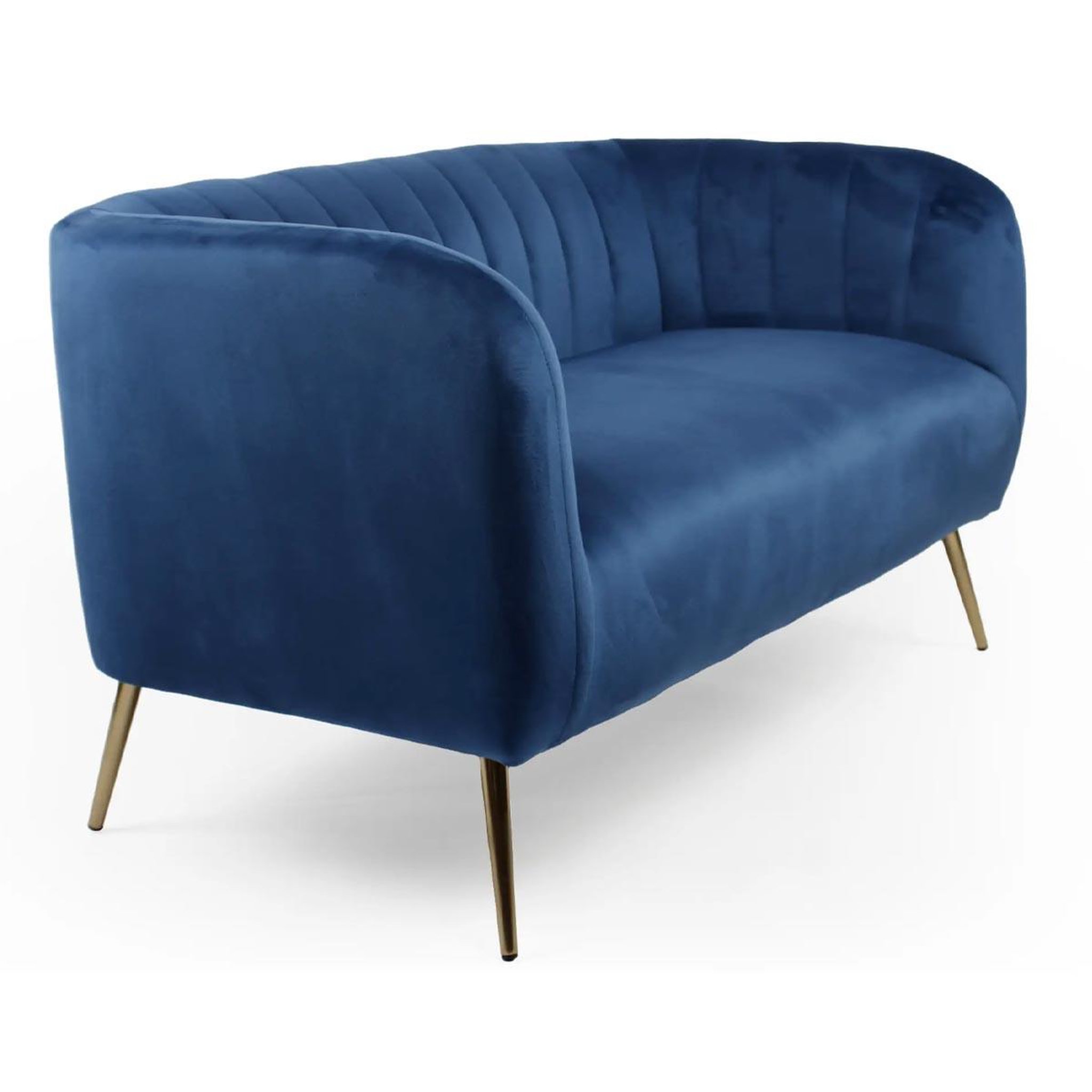 Voir la diapositive 2 : Paris Prix Canapé 2 places en velours  reuben  128cm bleu