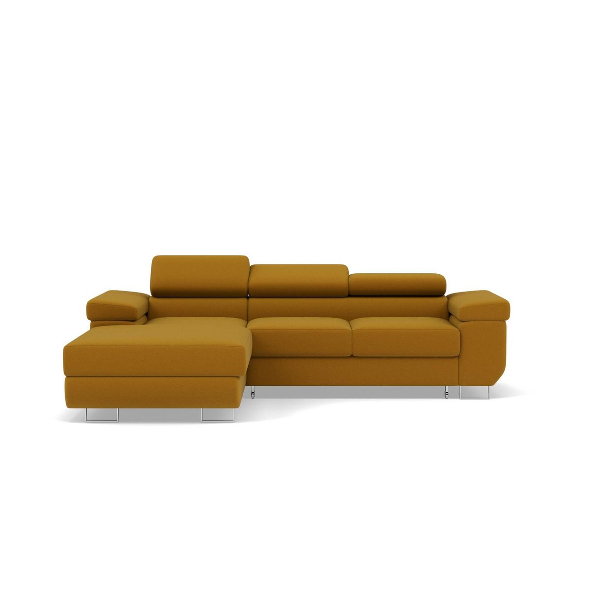 BEST MOBILIER Pablo - canapé d'angle gauche - 6 places - convertible avec coffre et têtières réglables - en velours