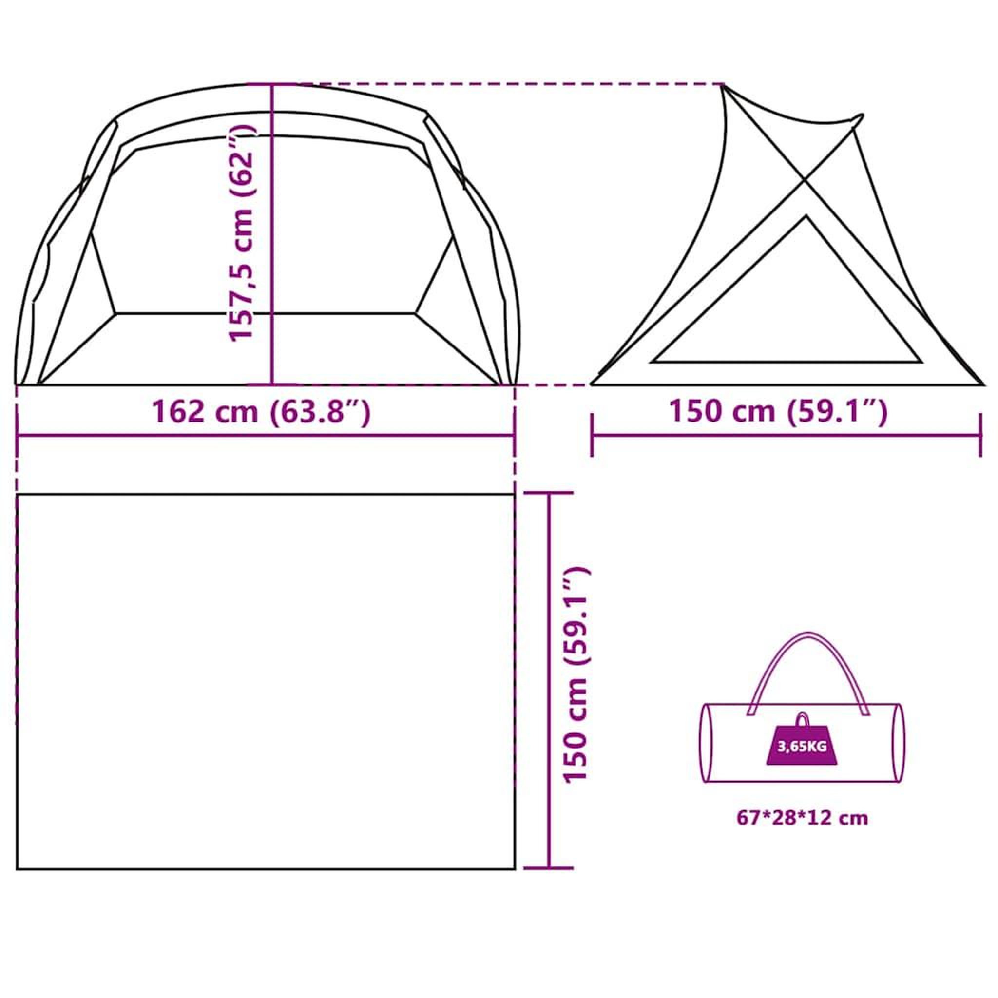 Voir la diapositive 6 : VIDAXL Tente de plage 2 personnes bleu azure impermeable