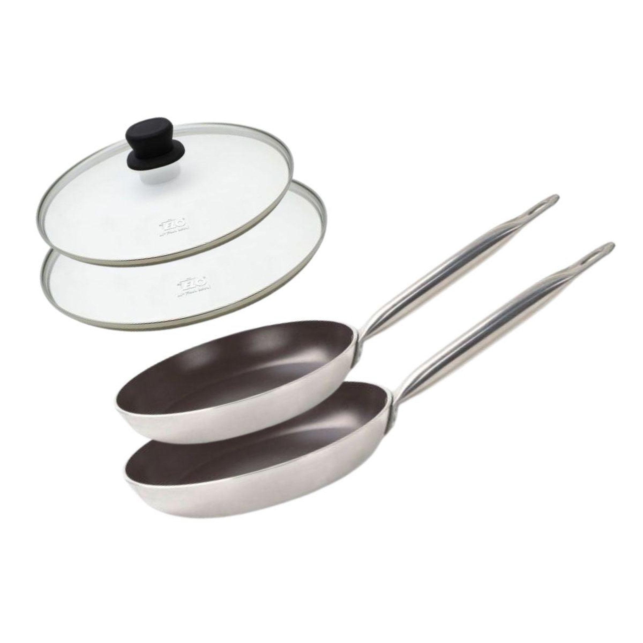ELO Set de 2 poêles 28 et 32 cm céramique sans pfas et 2 couvercles bistro line elo