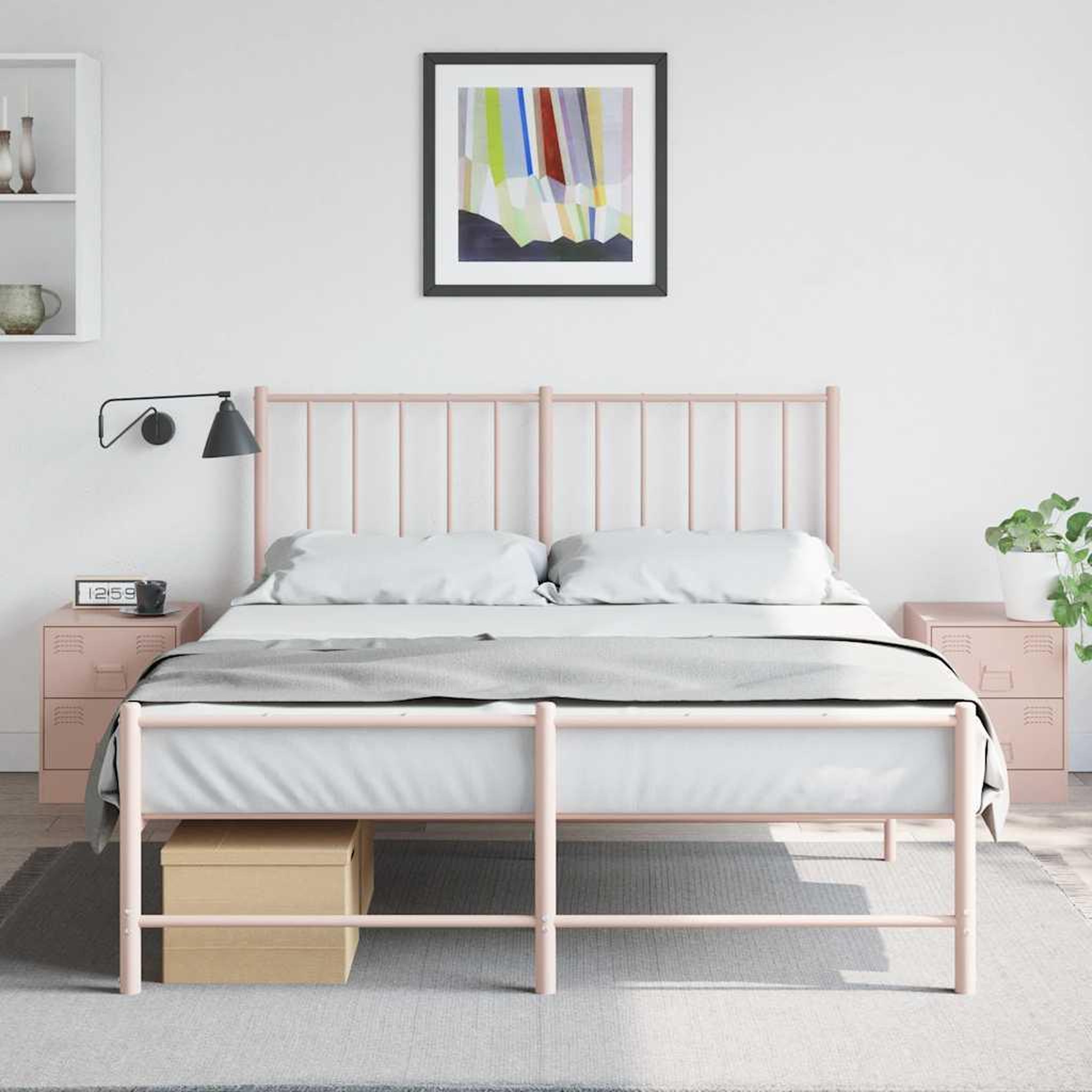 VIDAXL Tables de chevet 2 pcs rose 34,5x39x44 cm acier