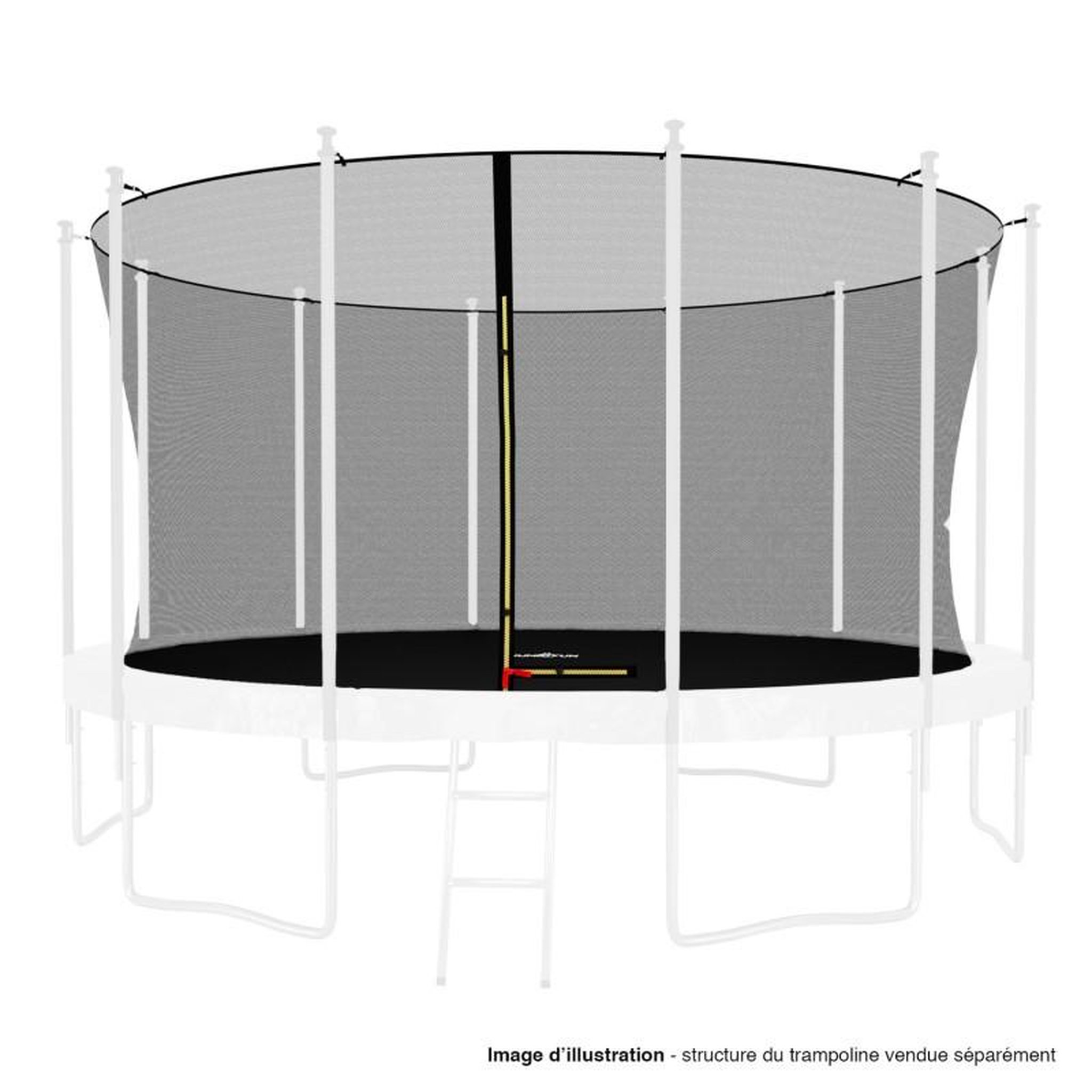 JUMP4FUN Filet intérieur de sécurité pour trampoline avec bouchons hauts de perches et ficelle : ø 13Ft/ 400 cm, 12 Perches