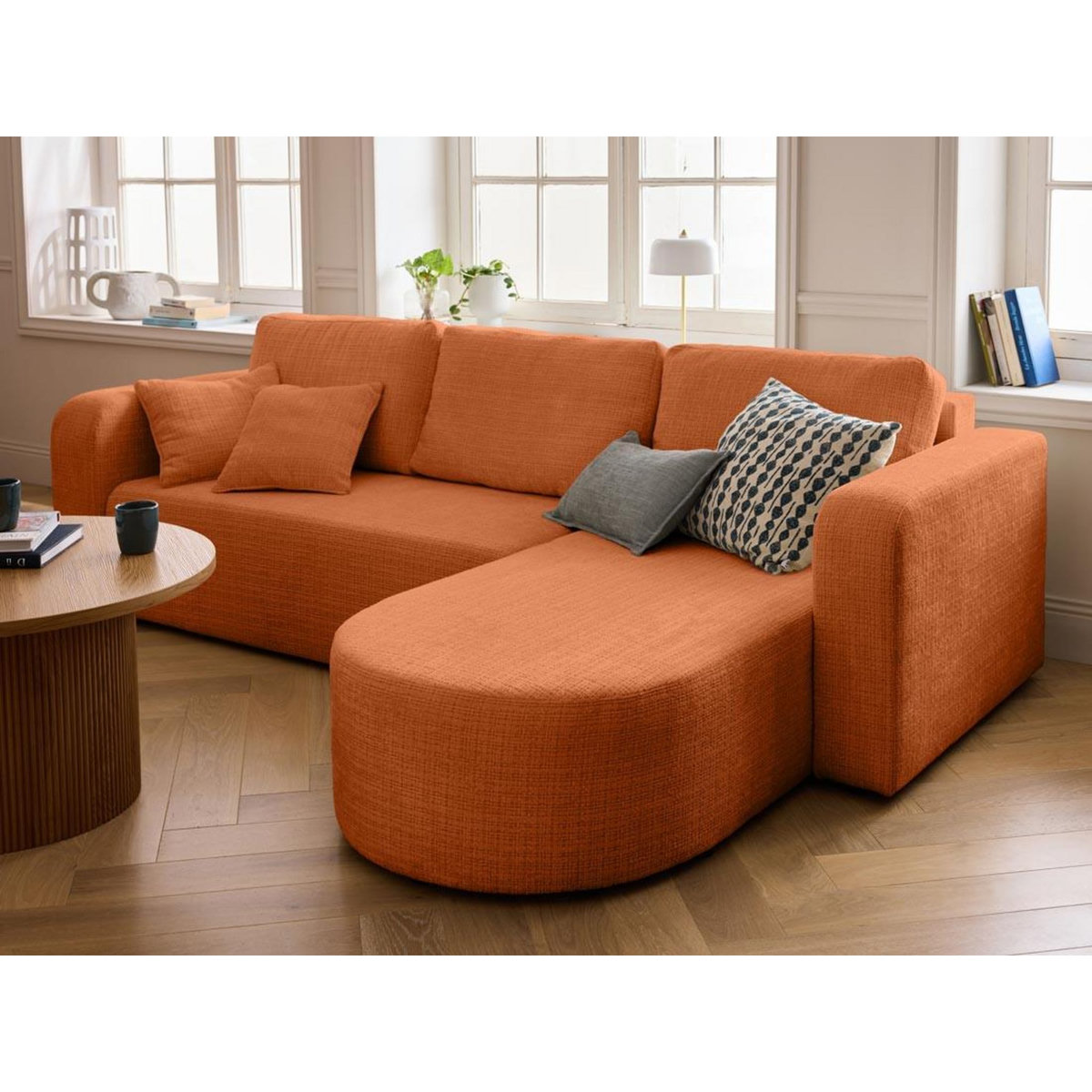 BEST MOBILIER Miro - canapé d'angle réversible - 4 places - convertible avec coffre - en velours texturé