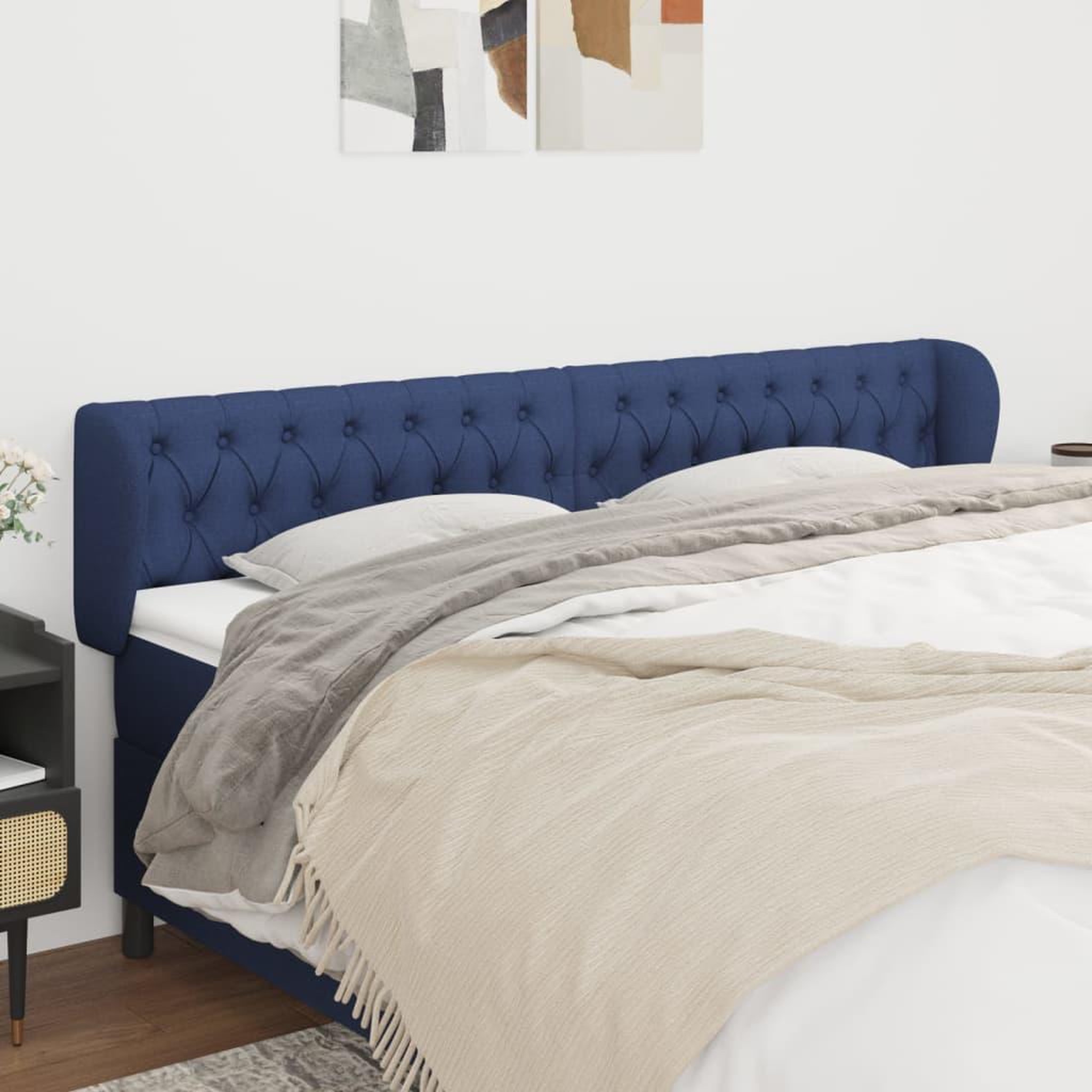 Voir la diapositive 1 : VIDAXL Tete de lit avec oreilles Bleu 203x23x78/88 cm Tissu