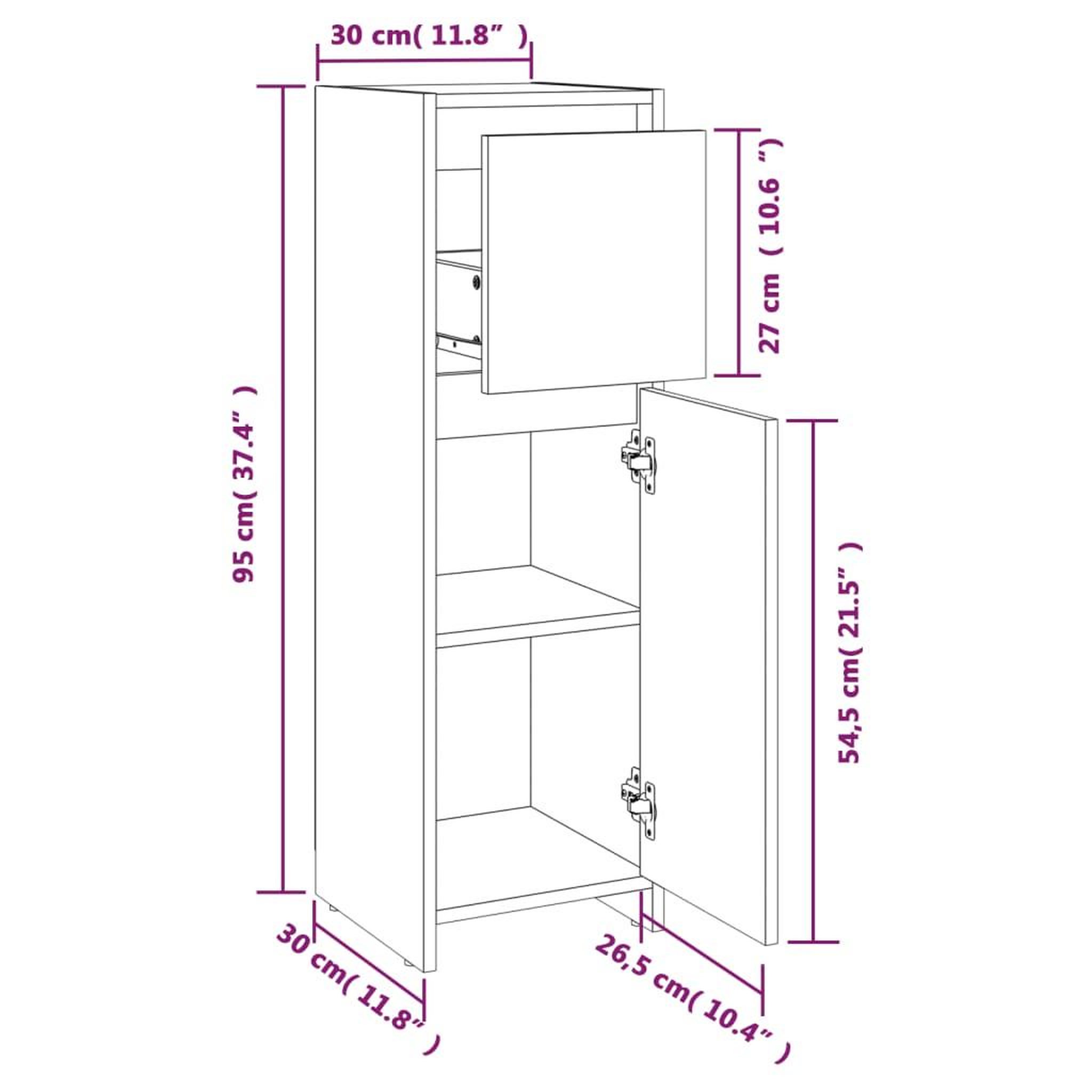 Voir la diapositive 6 : VIDAXL Armoire de bain Chene fume 30x30x95 cm Bois d'ingenierie