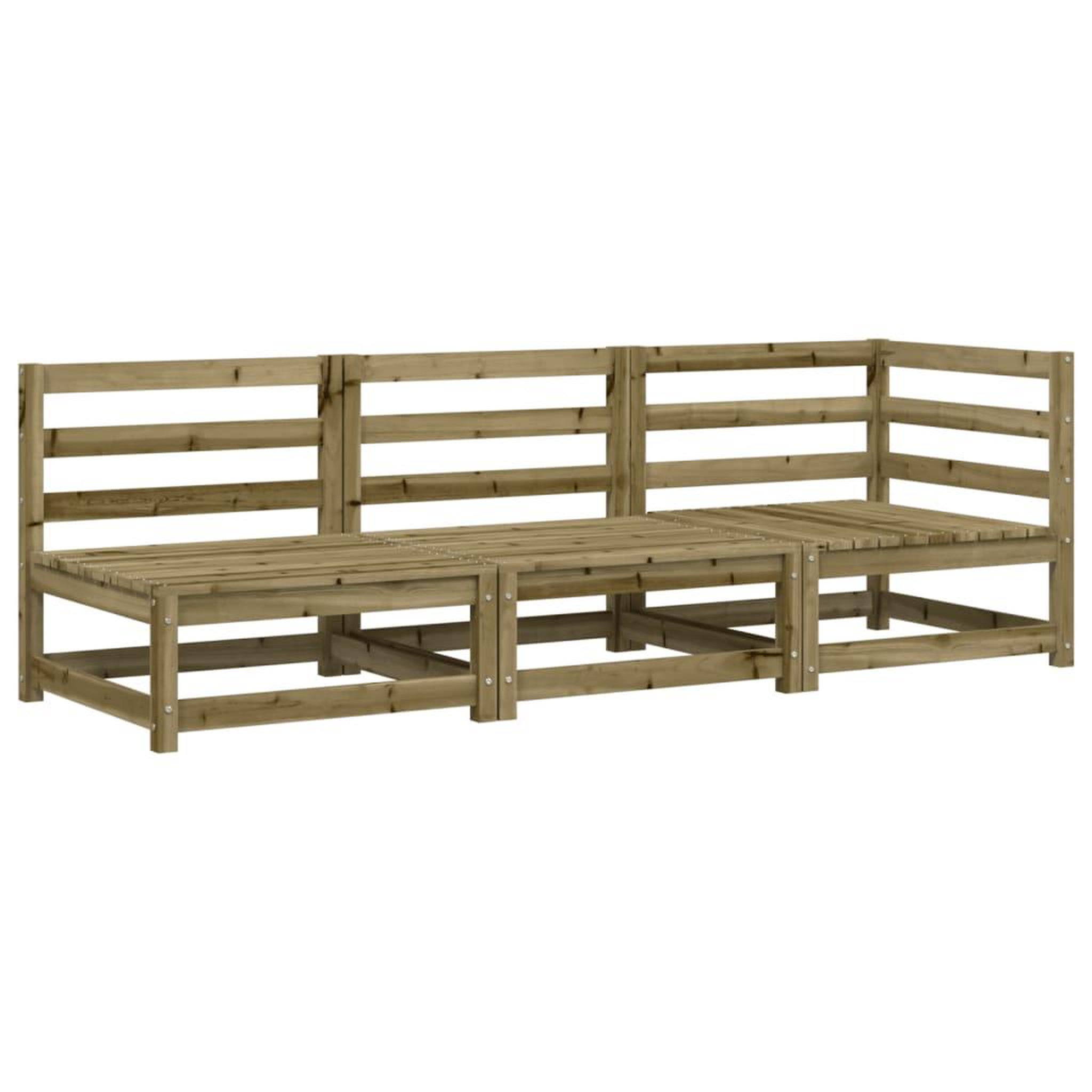 Voir la diapositive 2 : VIDAXL Canape de jardin 3 places bois de pin impregne