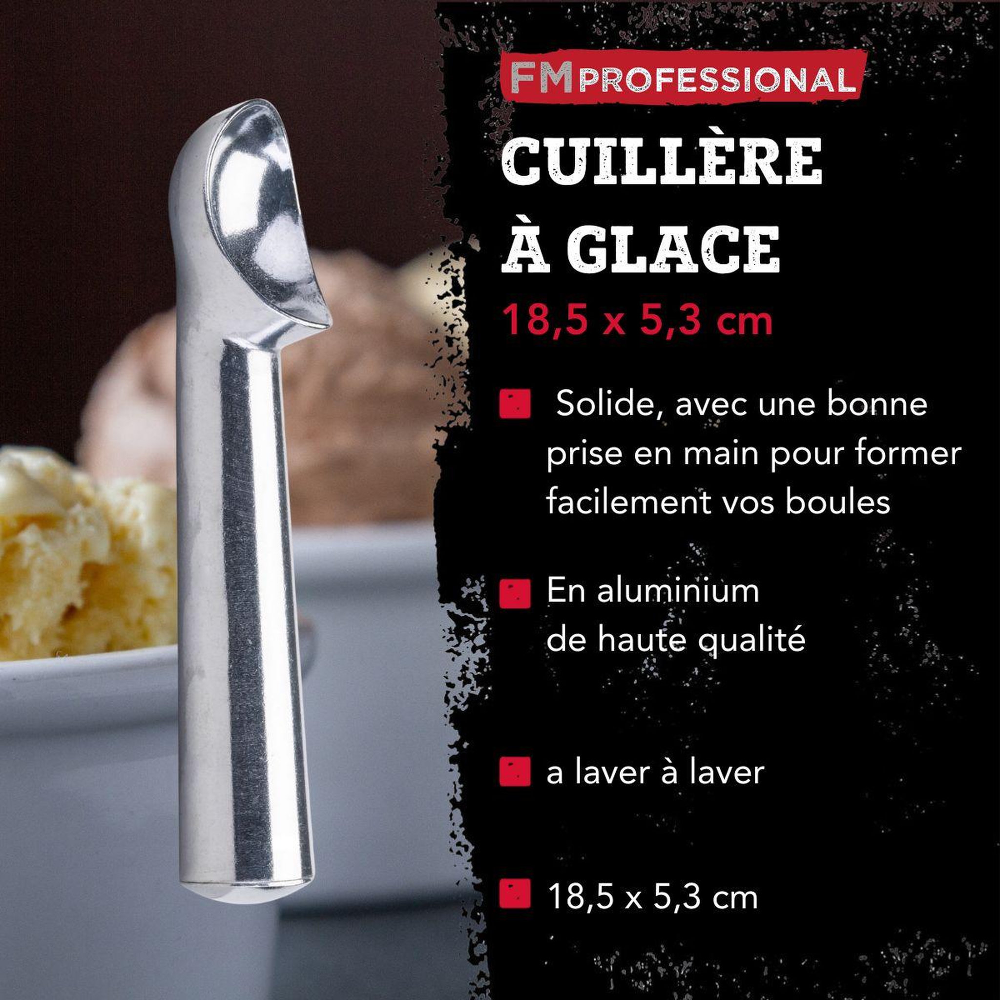 Voir la diapositive 3 : FM PROFESSIONAL Set de 2 ustensiles de cuisine cuillère à glace professionnelle FM Professional Gourmet Edition