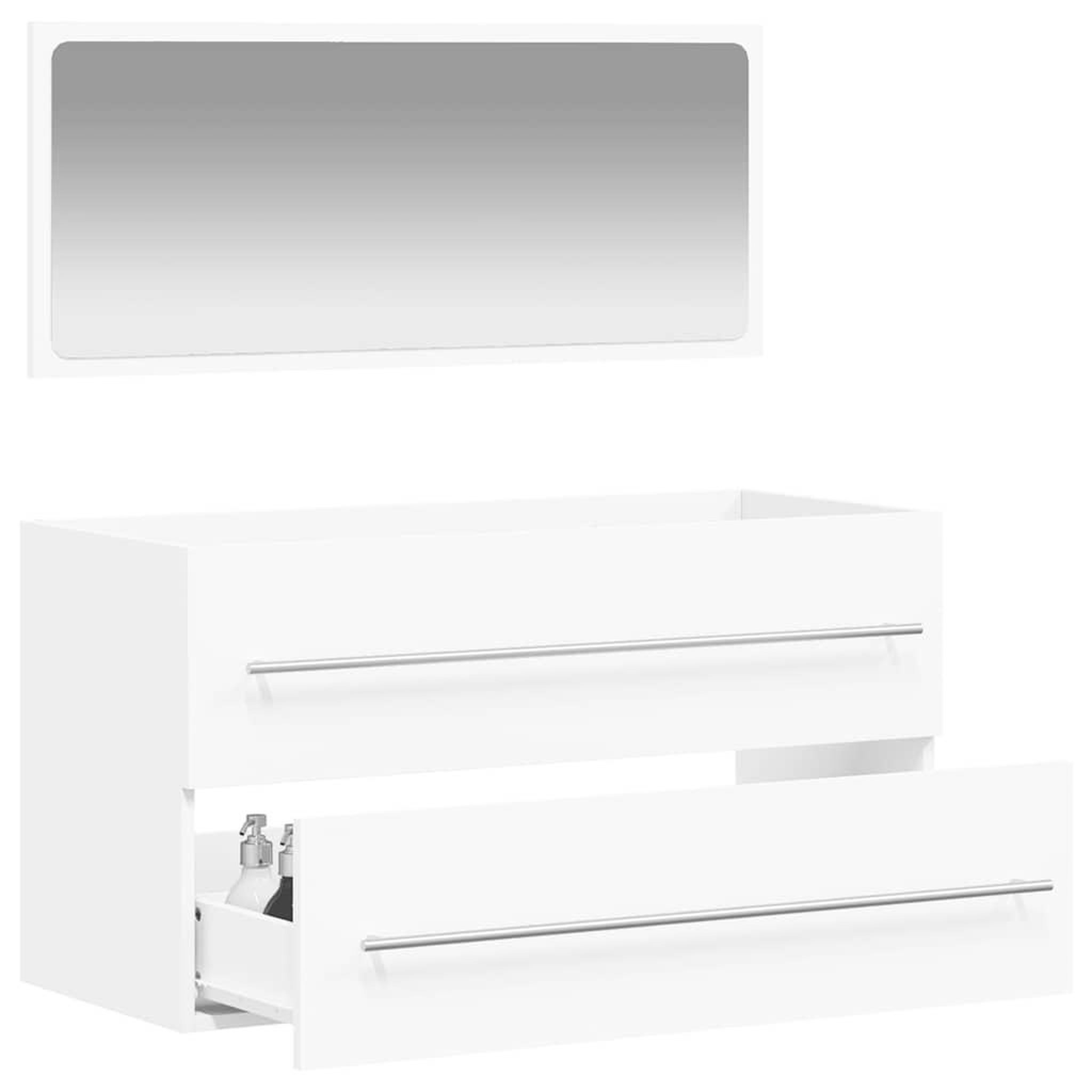Voir la diapositive 3 : VIDAXL Armoire de salle de bain avec miroir blanc bois d'ingenierie