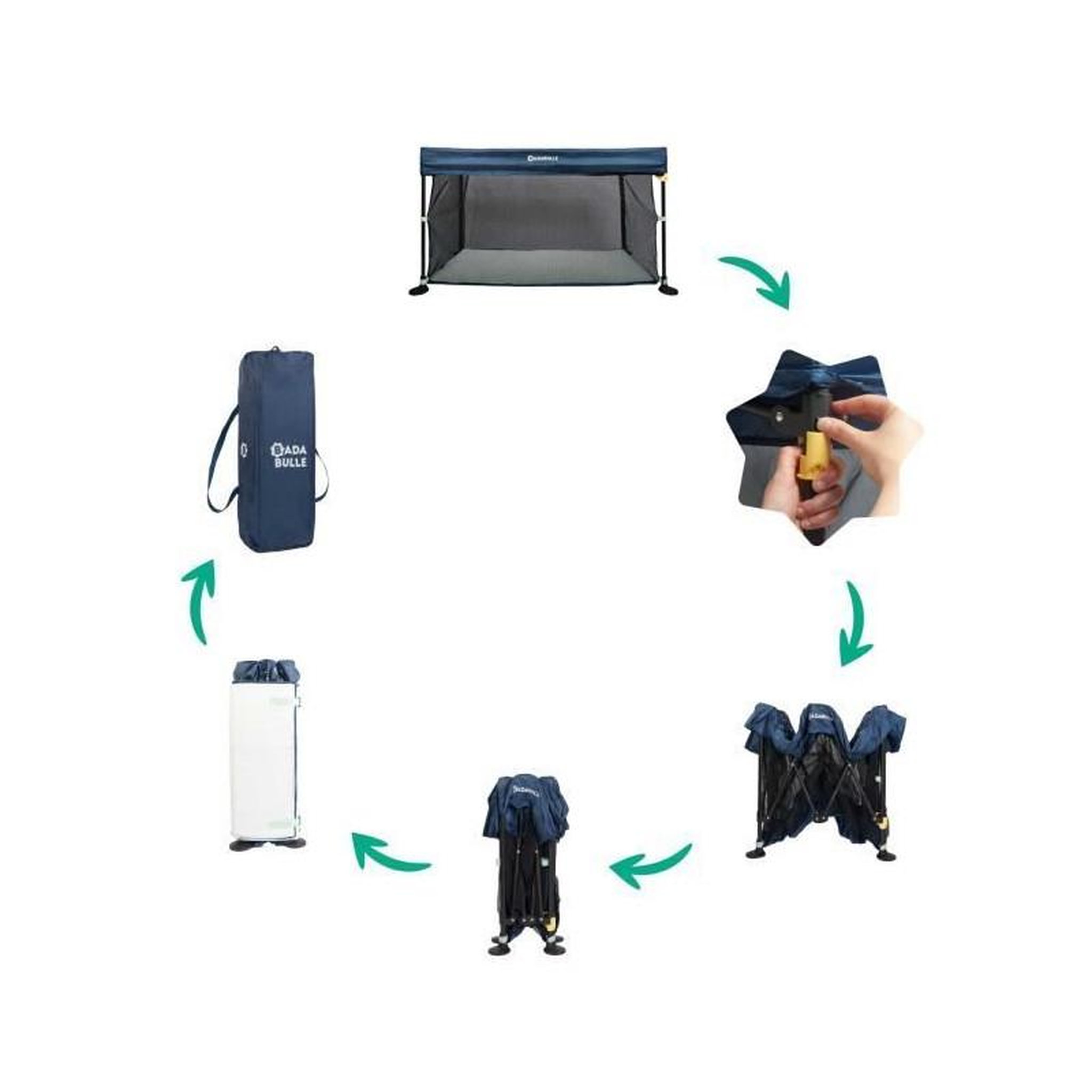 Voir la diapositive 4 : BADABULLE Badabulle Lit Parapluie Easy Clip - Facile a plier et déplier - Lit Léger et Compact avec Sac de transport inclus - Matelas in