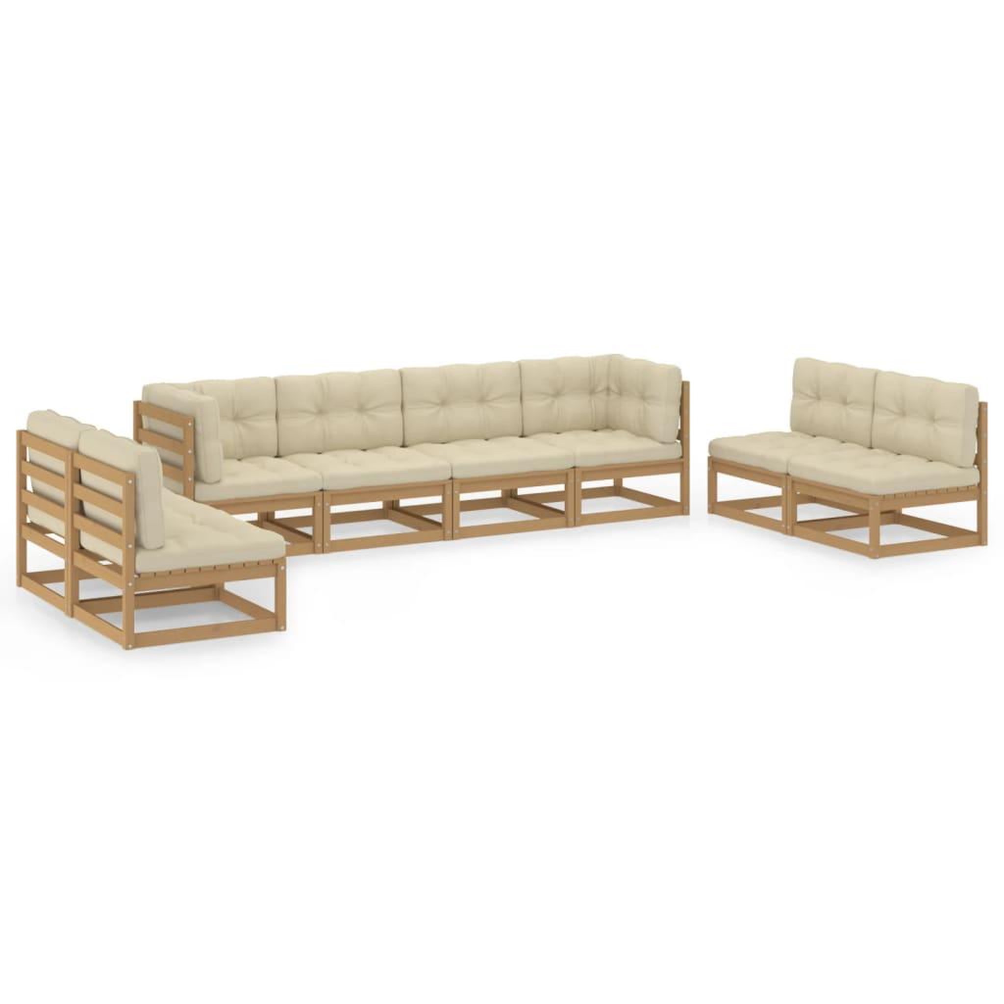 Voir la diapositive 2 : VIDAXL Salon de jardin 8 pcs avec coussins Bois de pin massif