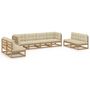 Voir la diapositive 2 : VIDAXL Salon de jardin 8 pcs avec coussins Bois de pin massif