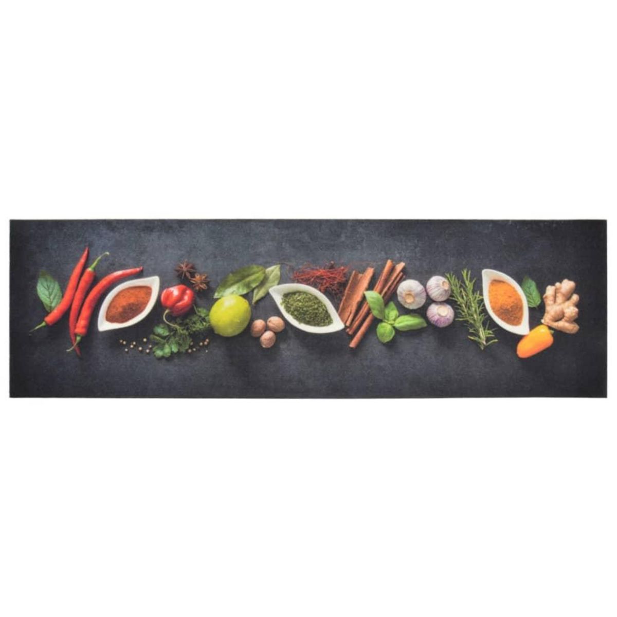 VIDAXL Tapis de cuisine lavable impression d'epices 45x150 cm velours