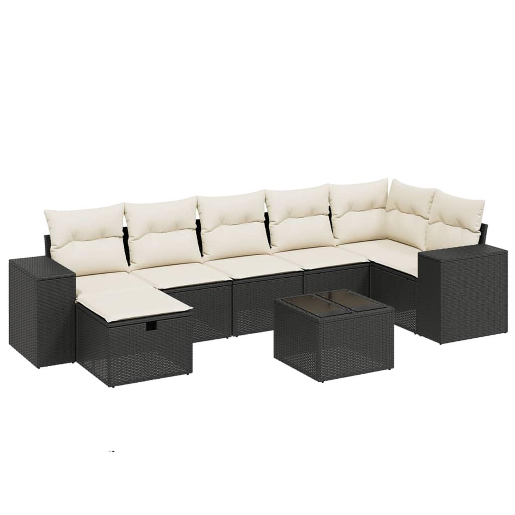 Voir la diapositive 2 : VIDAXL Salon de jardin 8 pcs avec coussins noir resine tressee