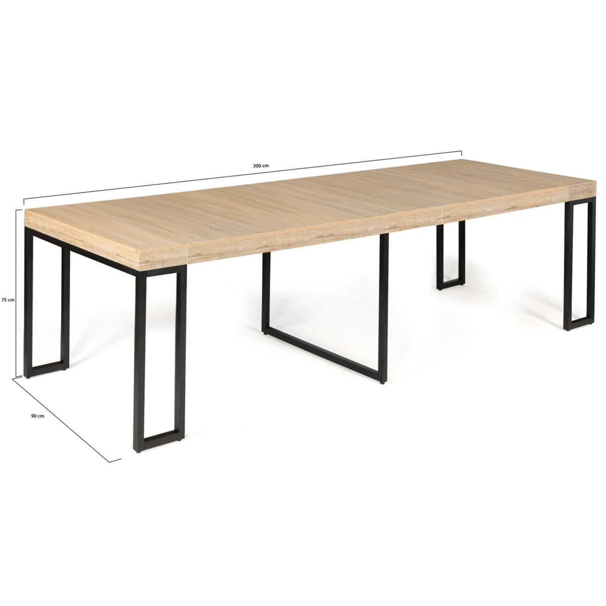 ID MARKET Table console extensible TORONTO 14 personnes 300 cm design industriel
