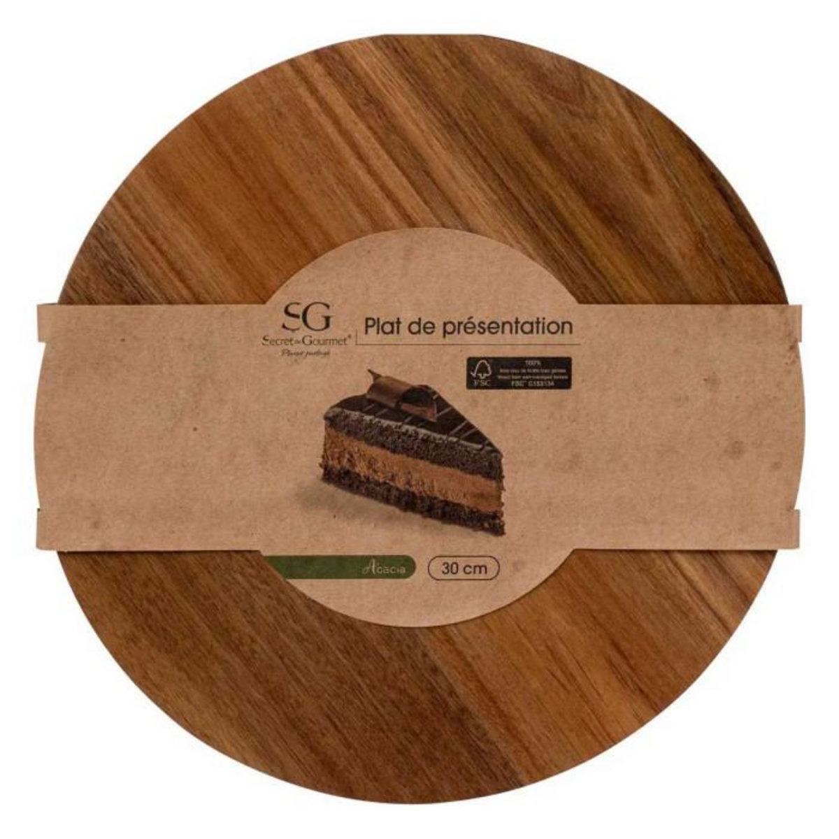 SECRET DE GOURMET Plat de Présentation en Bois  Acacia  30cm Marron