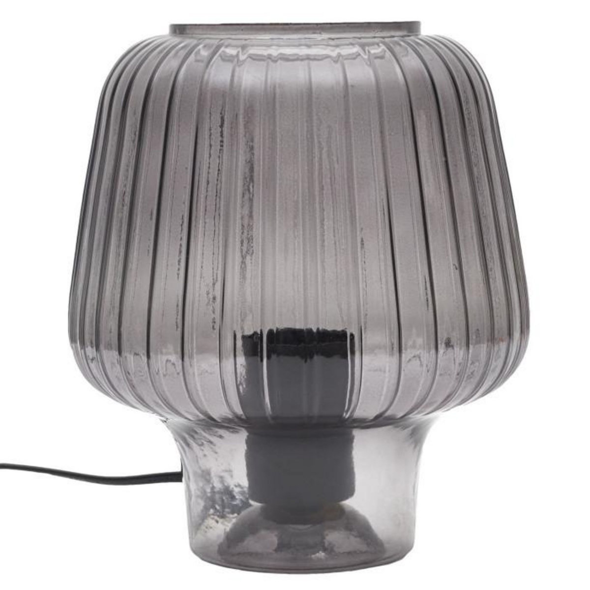 Paris Prix Lampe à Poser Verre Fumé  Champignon  21cm Noir