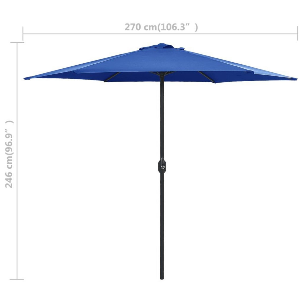 VIDAXL Parasol de jardin et mat en aluminium 270x246 cm Bleu azure