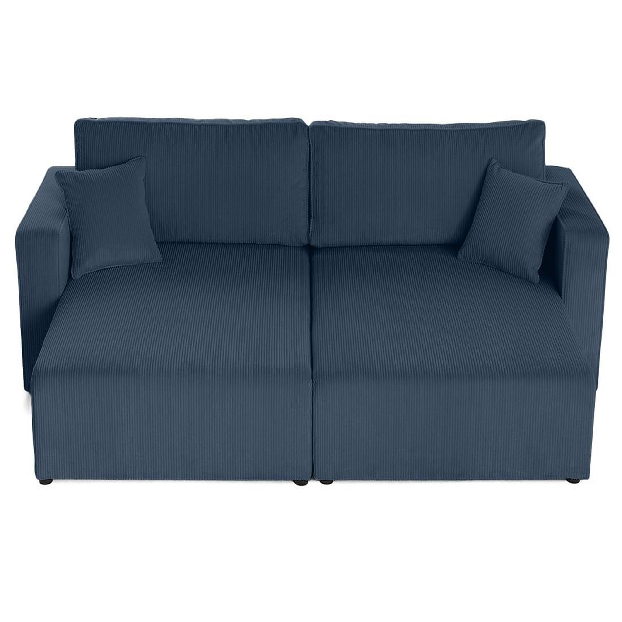 Voir la diapositive 3 : BEST MOBILIER Topaze - canapé droit 4 places avec double méridienne - assise profonde - en velours côtelé