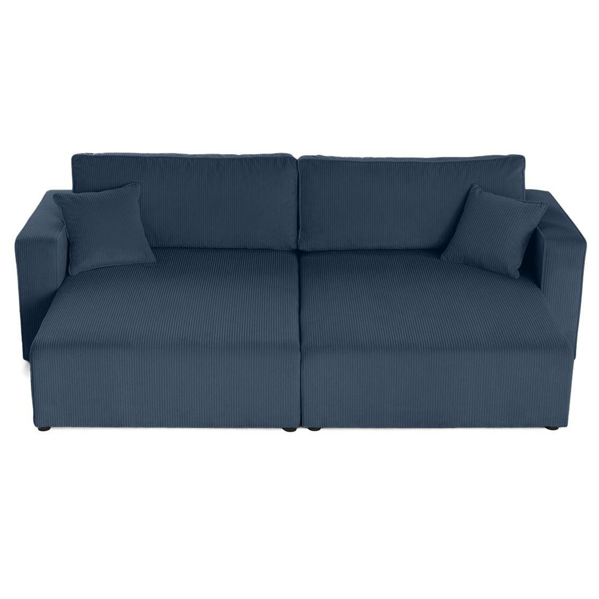 BEST MOBILIER Topaze - canapé droit 4 places avec double méridienne - assise profonde - en velours côtelé