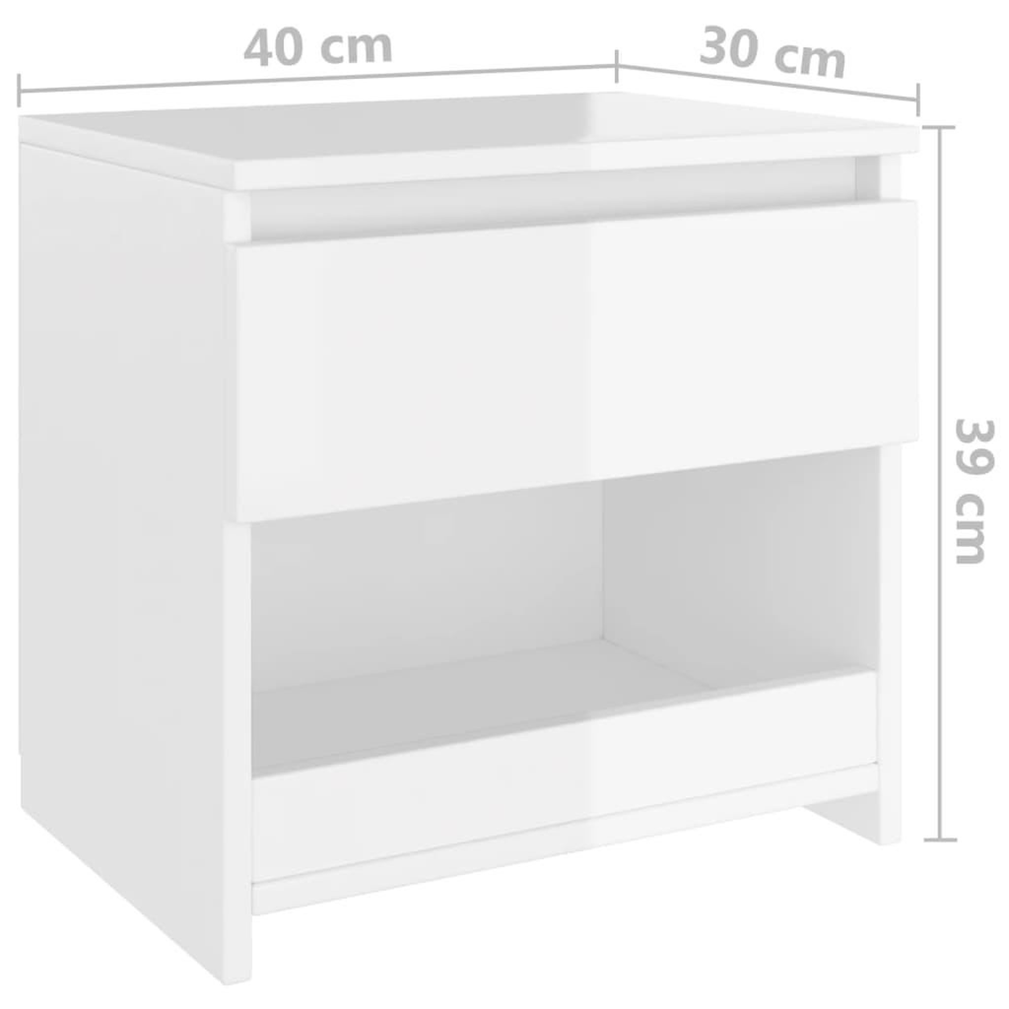 Voir la diapositive 6 : VIDAXL Table de chevet blanc brillant 40x30x39 cm bois d'ingenierie