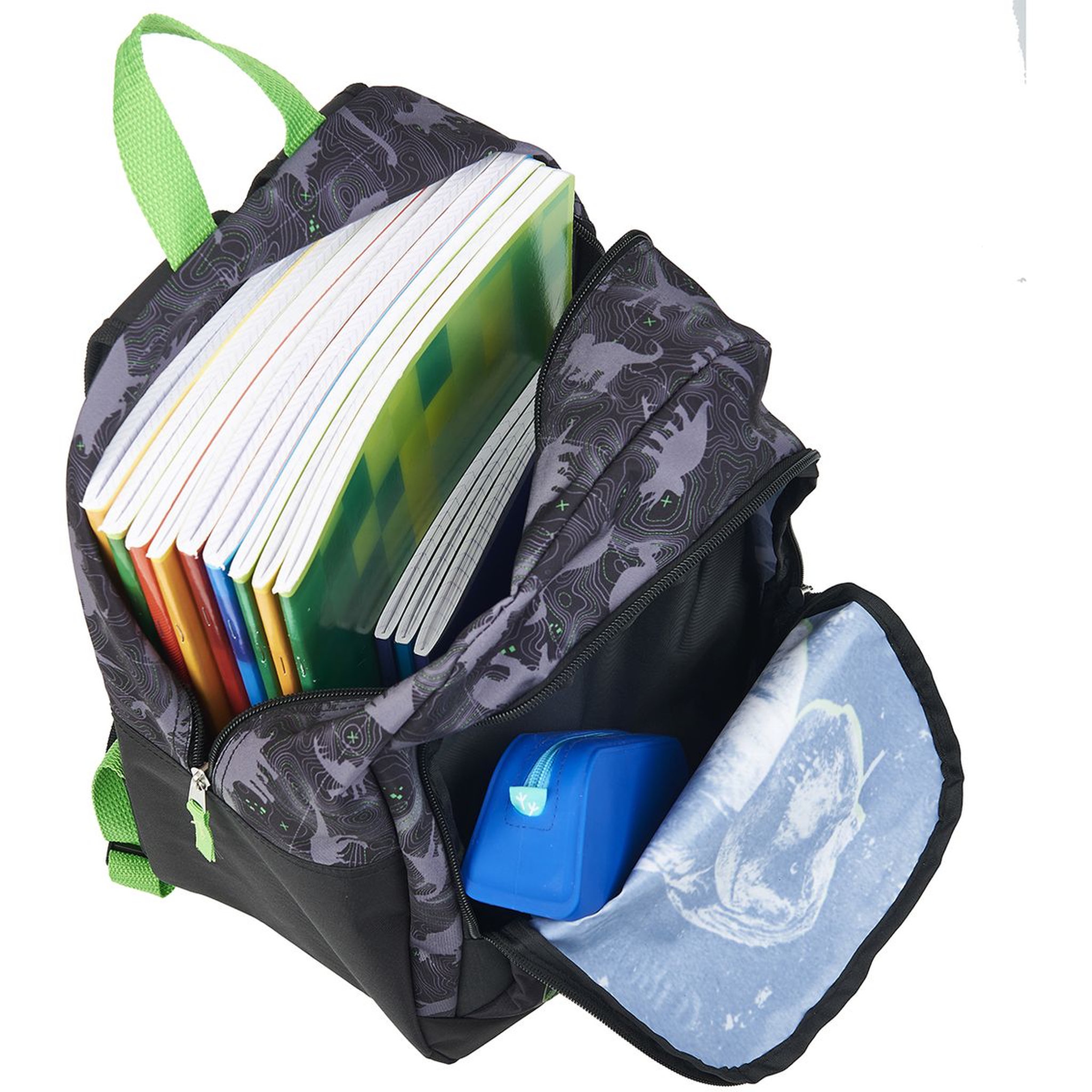Voir la diapositive 5 : Sac à dos 2 compartiments noir et vert JURASSIC WORLD
