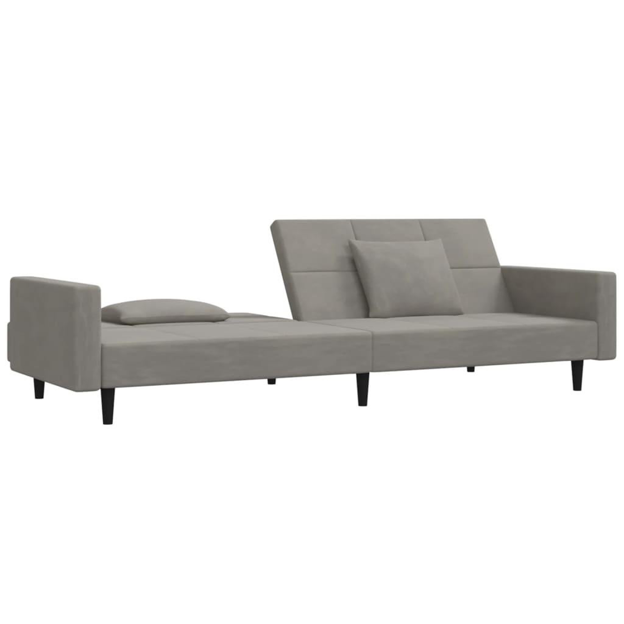 Voir la diapositive 5 : VIDAXL Canape-lit a 2 places avec deux oreillers Gris clair Velours
