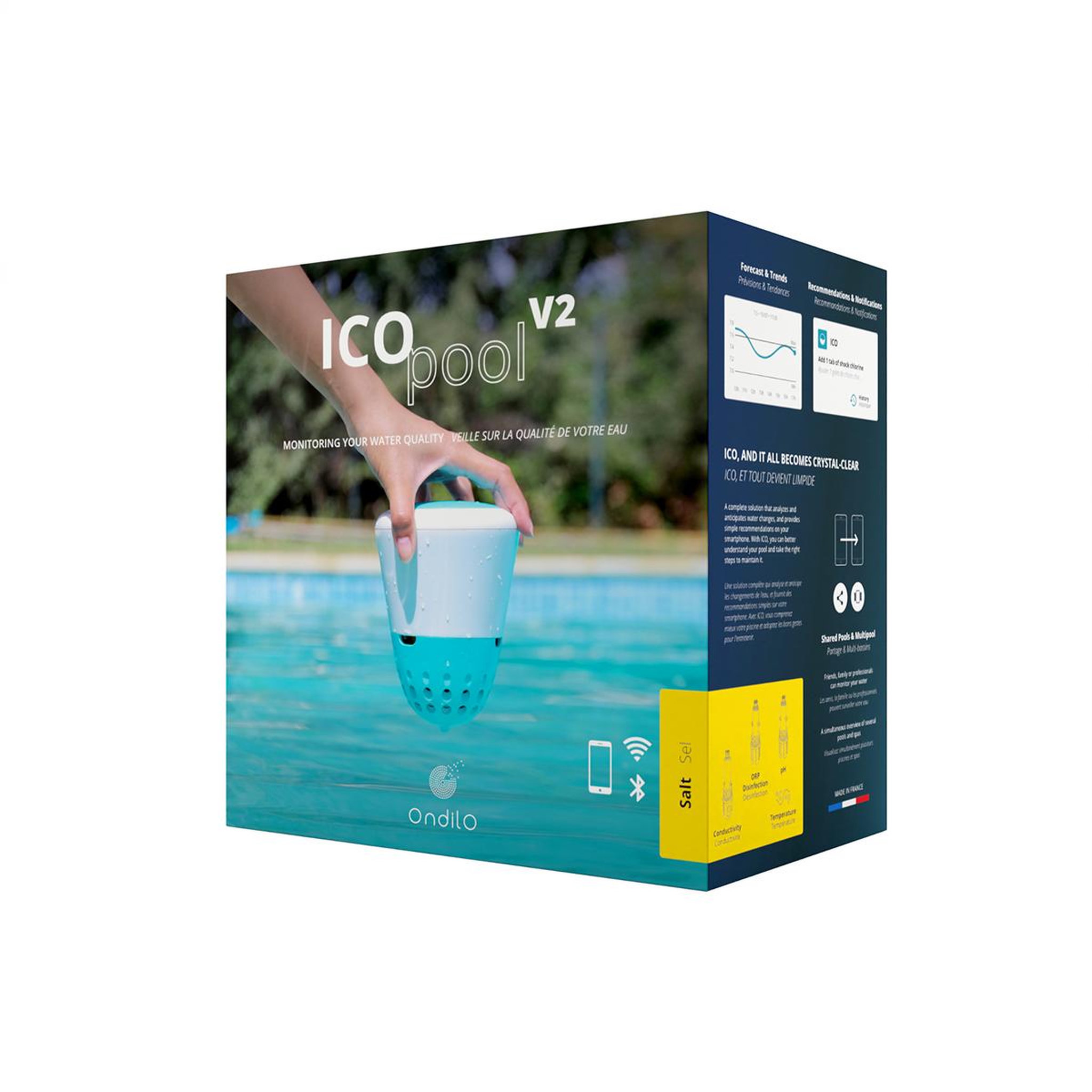 Voir la diapositive 6 : ONDILO Analyseur d'eau connecté wifi + bluetooth - ICO POOL V2 SEL
