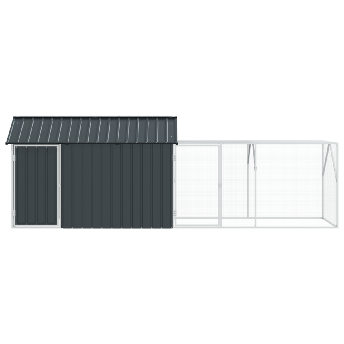 VIDAXL Aviary pour oiseaux avec extension Anthracite 112x421x141 cm Acier