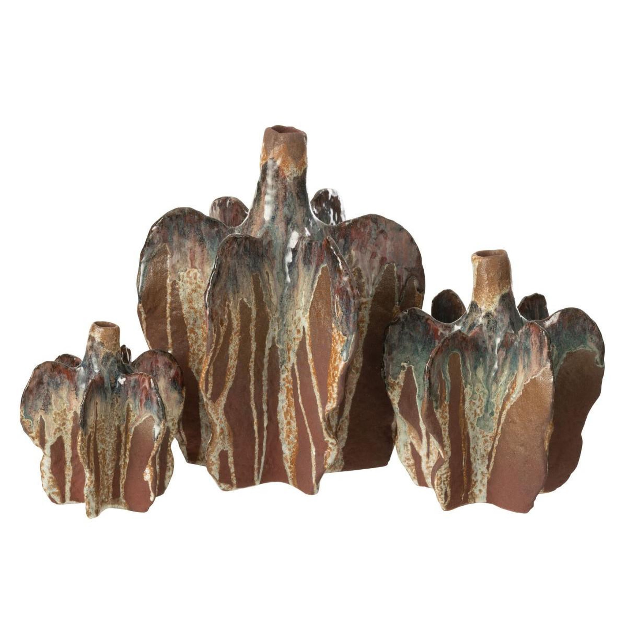 Voir la diapositive 2 : J-LINE Vase déco en céramique  naga  20cm rouille