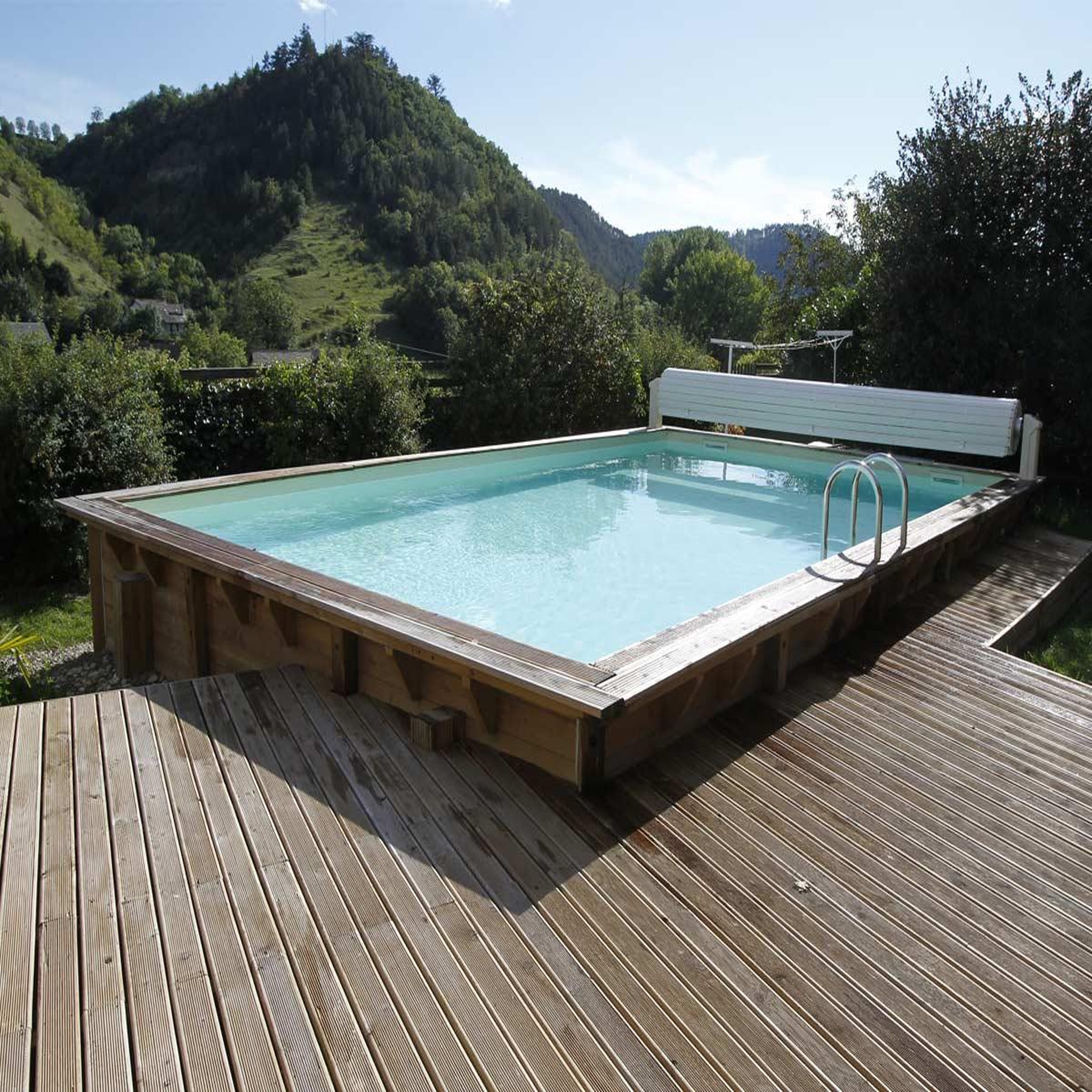 Ubbink Piscine bois Linéa 6,50 x 3,50 x 1,40 m - Liner gris - Ubbink