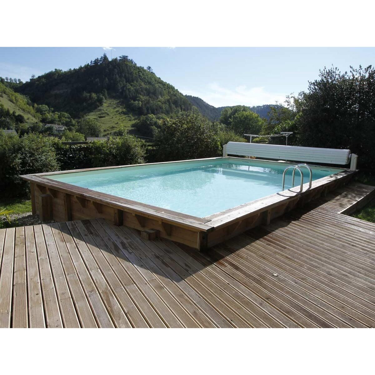 Ubbink Piscine bois Linéa 6,50 x 3,50 x 1,40 m - Liner gris - Ubbink