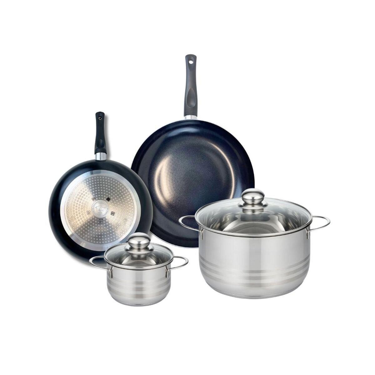 ELO Ensemble de 2 Poêles de cuisson 24 et 28 cm et 2 faitouts 14 et 24 cm Elo Prima Brillant