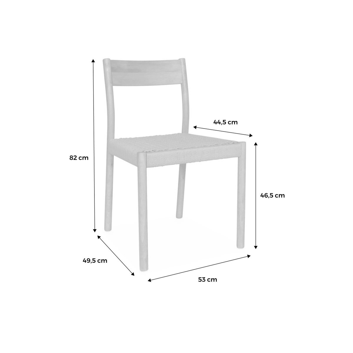 SWEEEK Lot de 2 chaises naturelles en bois et cordage. Ella. L 49.5 x P 53 x H 82cm