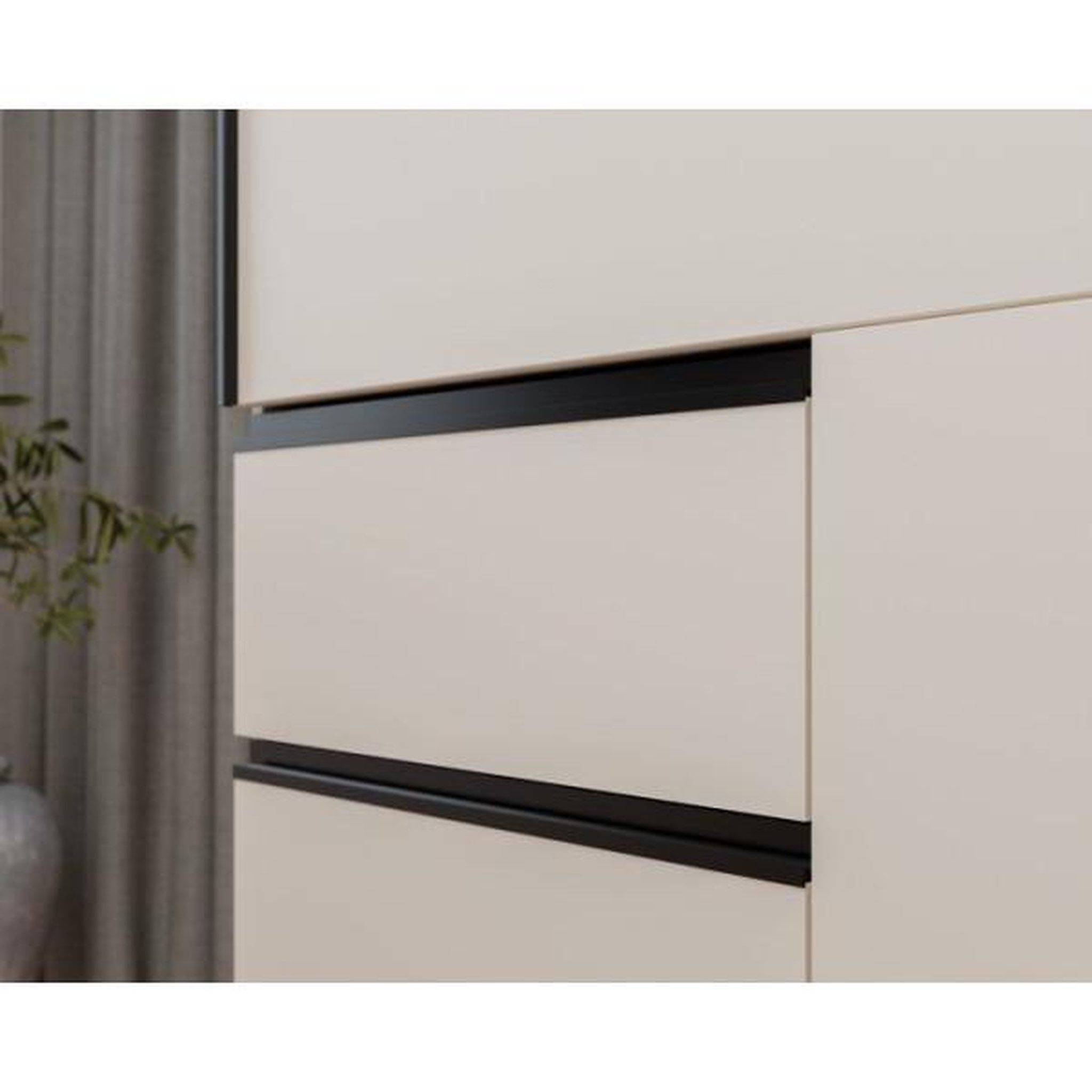 Voir la diapositive 4 : MARKET24 Armoire 2 portes coulissantes 3 tiroirs - Décor sable - L 249 x P 61 x H 200 cm - WINN2