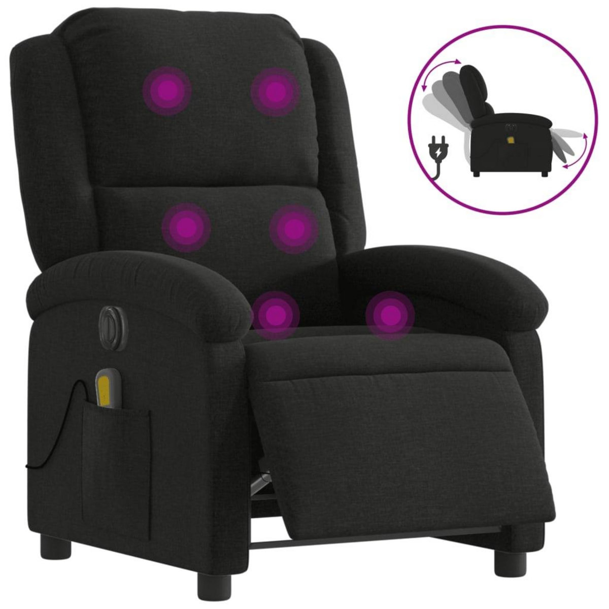 VIDAXL Fauteuil de massage inclinable electrique Noir Tissu