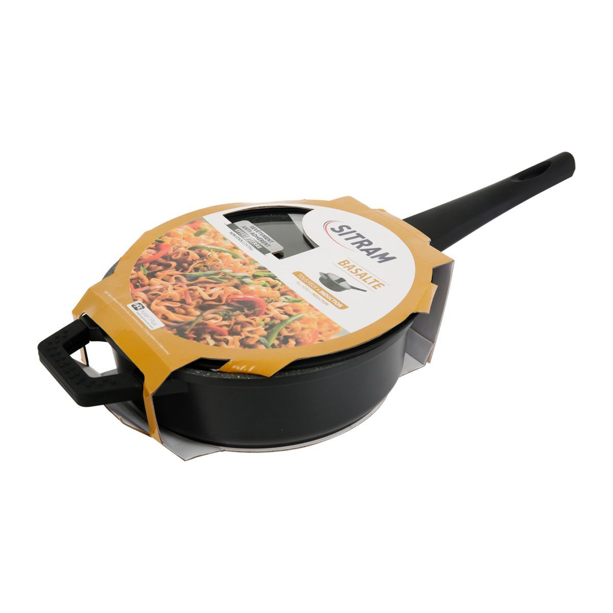 SITRAM Sauteuse 24cm noir avec couvercle
