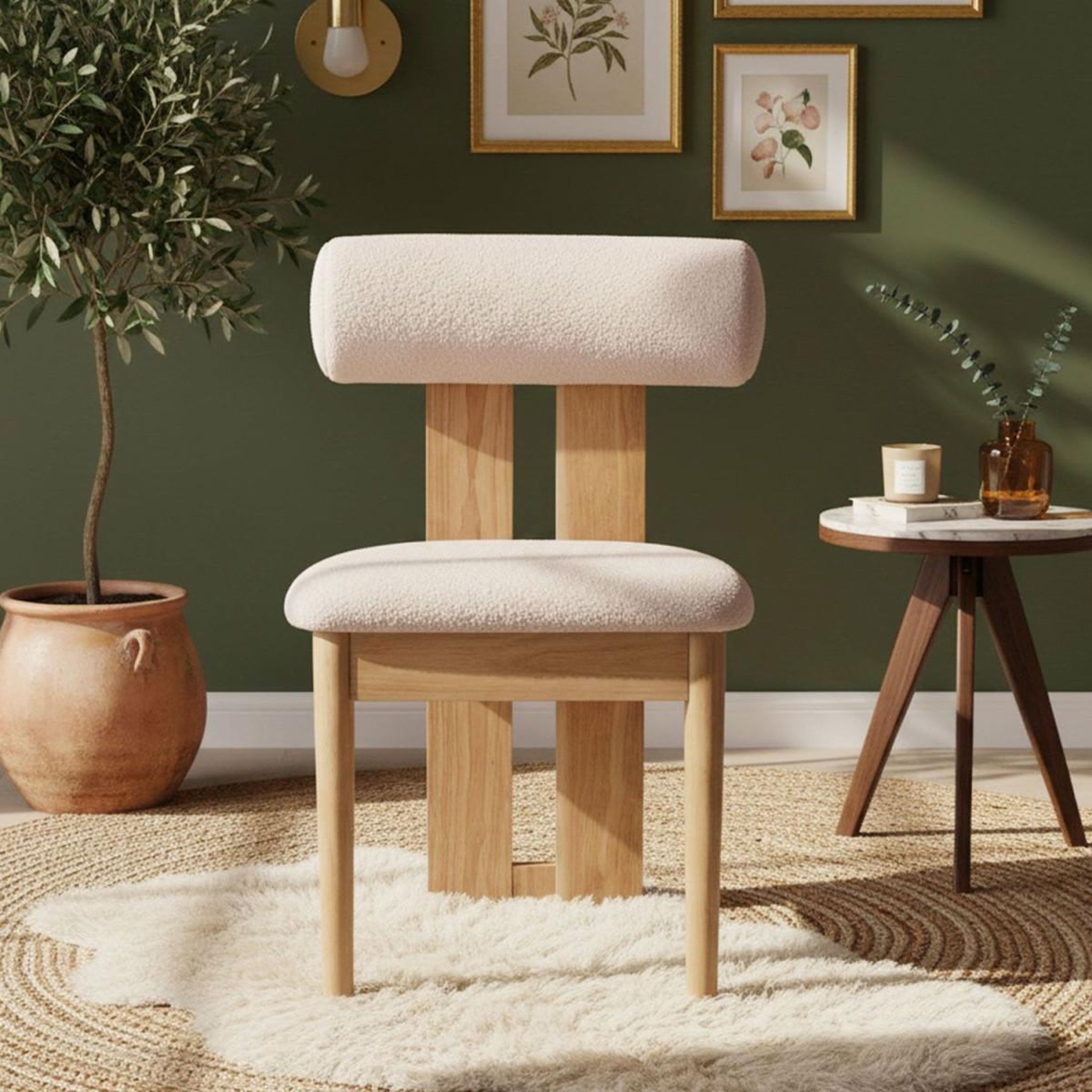 Voir la diapositive 6 : Paris Prix Chaise design en tissu bouclette  jasper  79cm beige