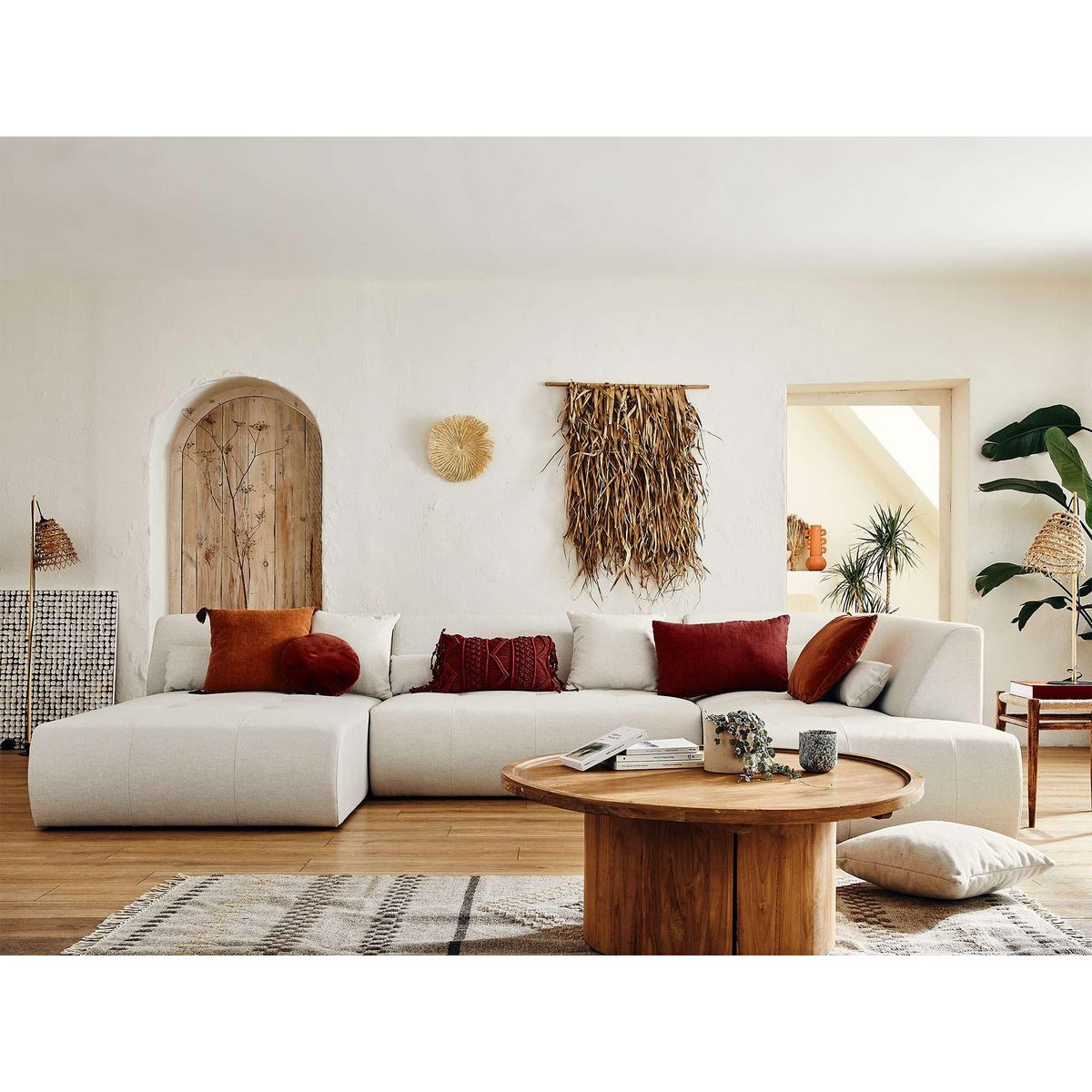 LISA DESIGN Onyx - canapé modulable panoramique d'angle droit 7 places - en tissu