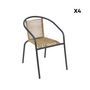 Voir la diapositive 4 : SWEEEK Fauteuils de jardin structure métallique noir et résine plastique couleur naturelle. traitement antirouille. lot de 4 TONALA