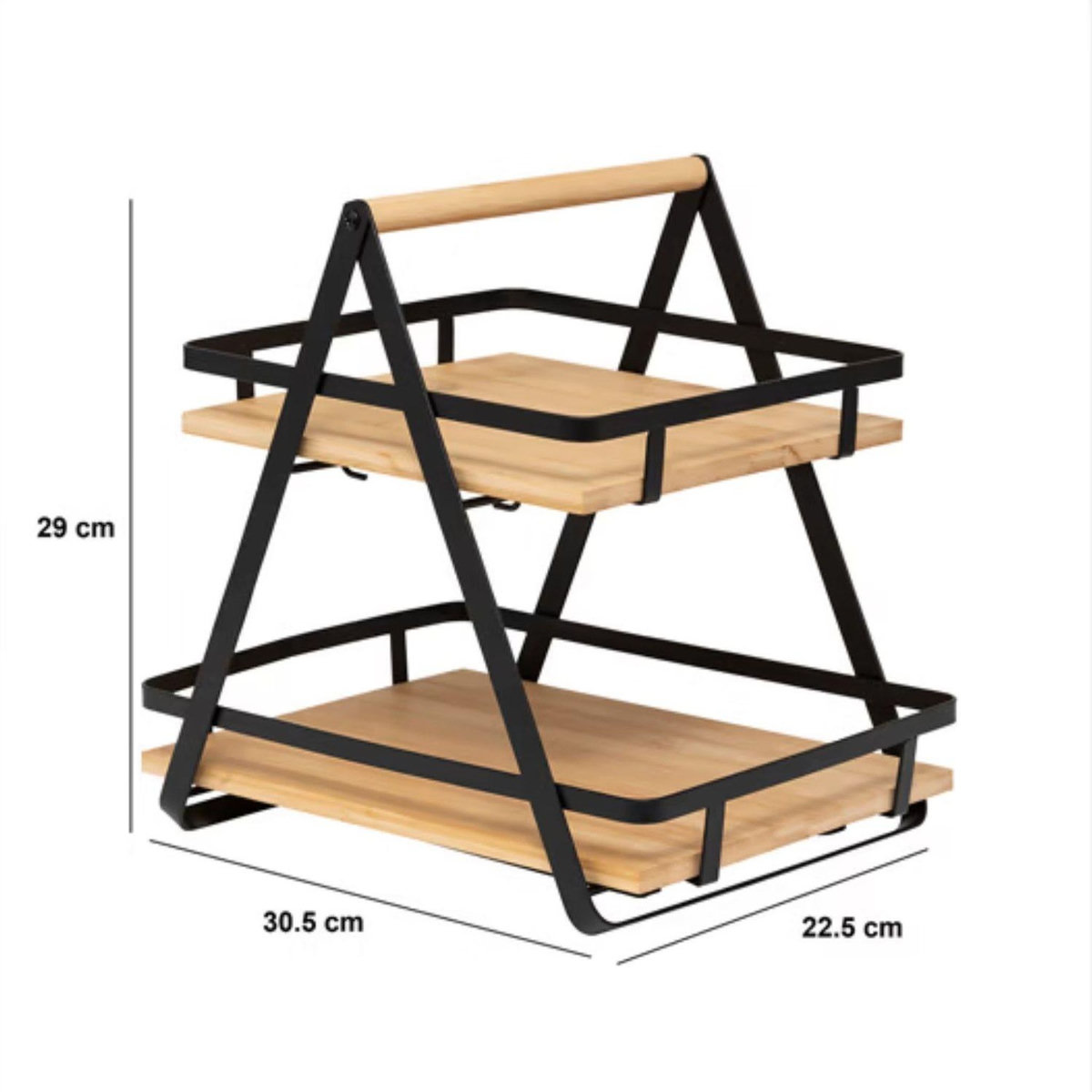 FIVE Étagère 2 niveaux avec anse en bambou et métal ORDERA