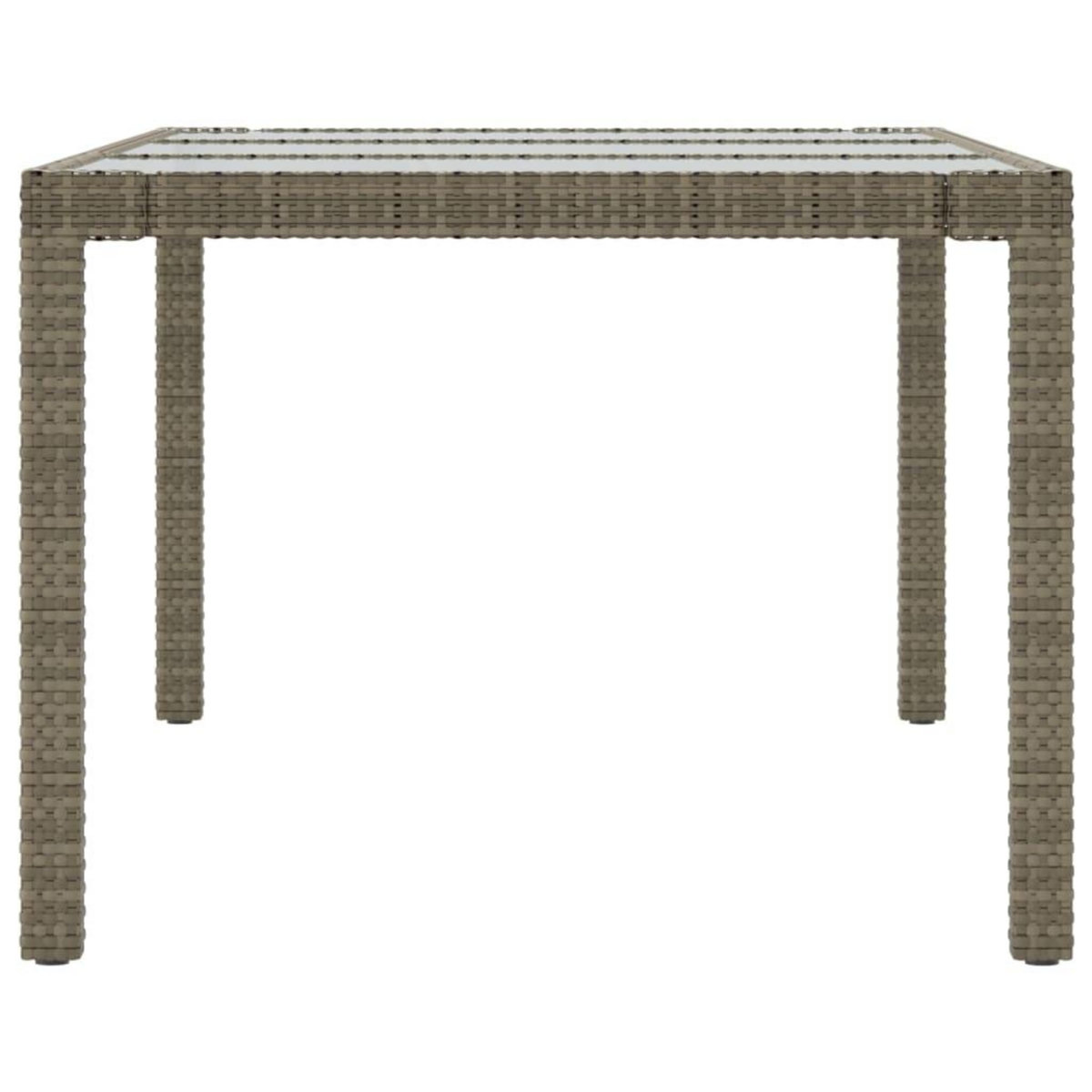 VIDAXL Table de jardin Gris 190x90x75 cm Verre trempe/resine tressee