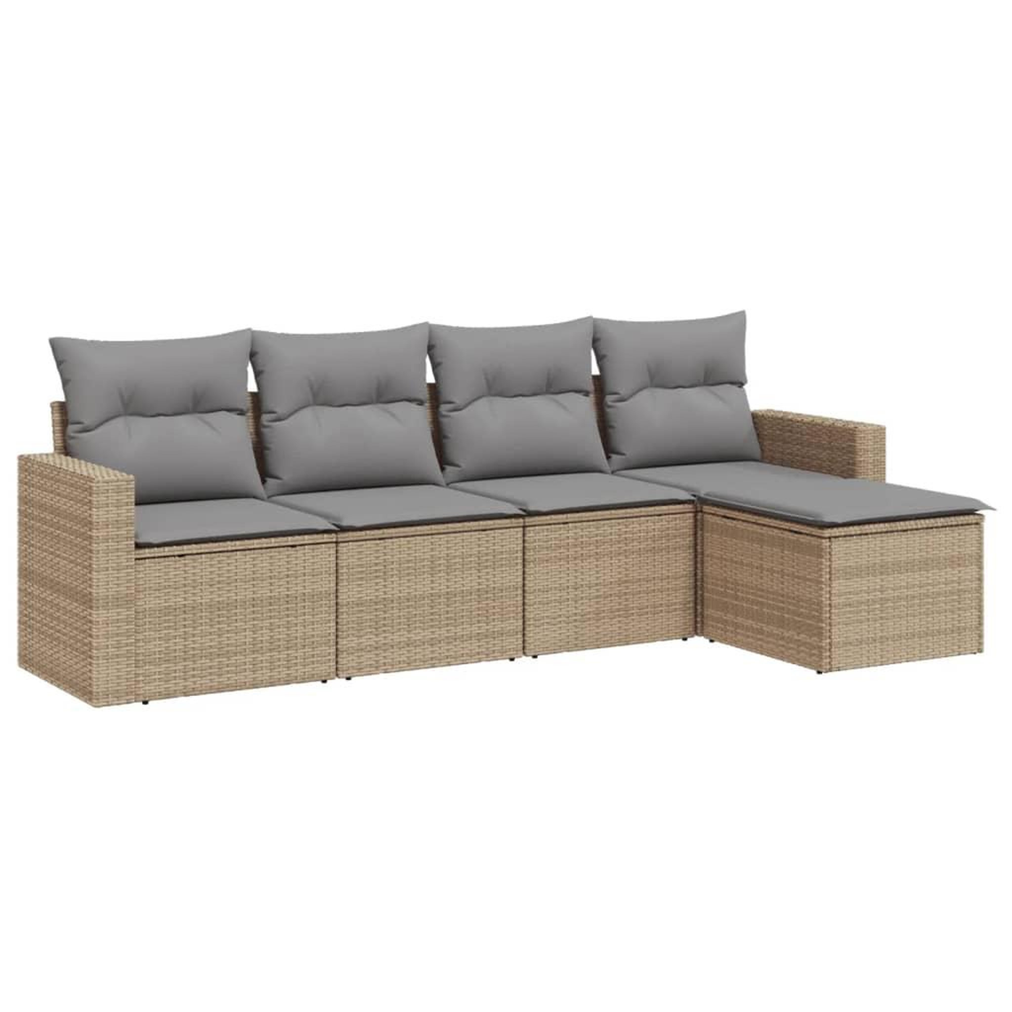 Voir la diapositive 2 : VIDAXL Salon de jardin avec coussins 5 pcs beige resine tressee