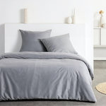Today Parure de lit - TODAY - Essential - 2 personnes - 220 x 240 cm - Effet lavé gris