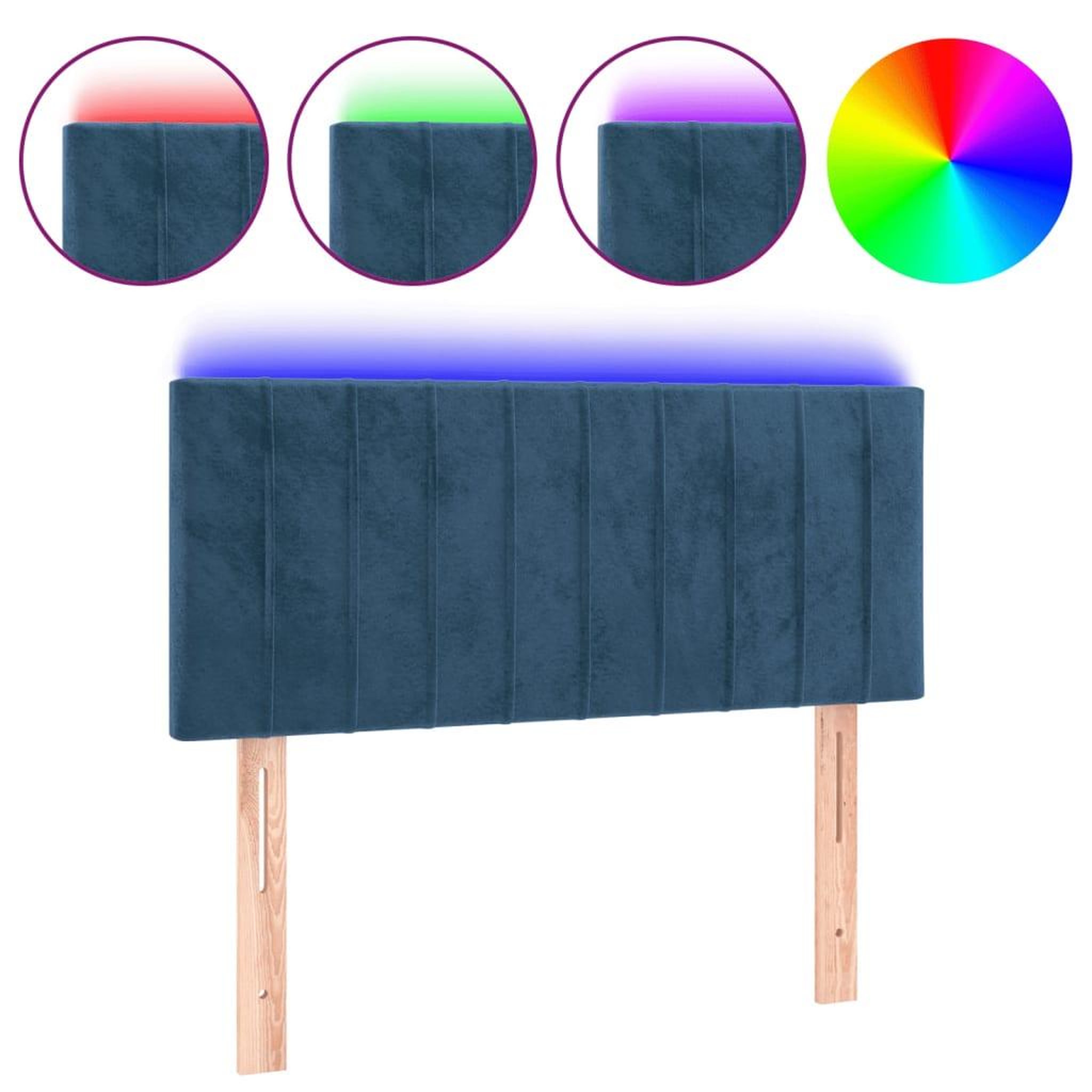 Voir la diapositive 2 : VIDAXL Tete de lit a LED Bleu fonce 80x5x78/88 cm Velours